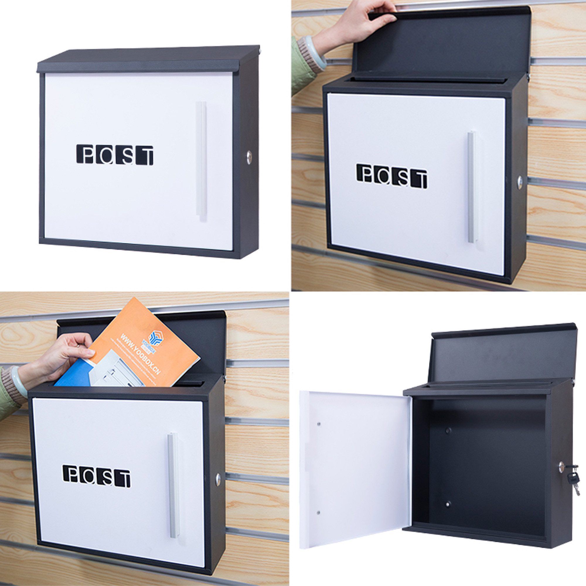 Arebos Briefkasten moderner Design Wandbriefkasten, Postkasten, inkl. Zeitungsfach, galvanisierter Stahl / Edelstahl, inkl. 2 Schlüssel – Bild 4 von 5