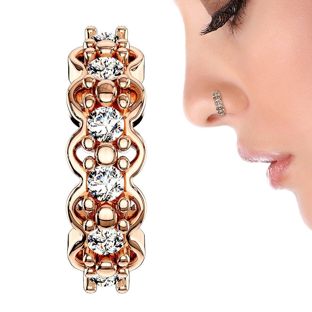 Taffstyle Nasenpiercing Helix Piercing Ring Creole Filigran mit Kristallen Nasen, Dünn Glitzer Lippen Ohr Nasenpiercing Ohrpiercing Nasenring Klemmring