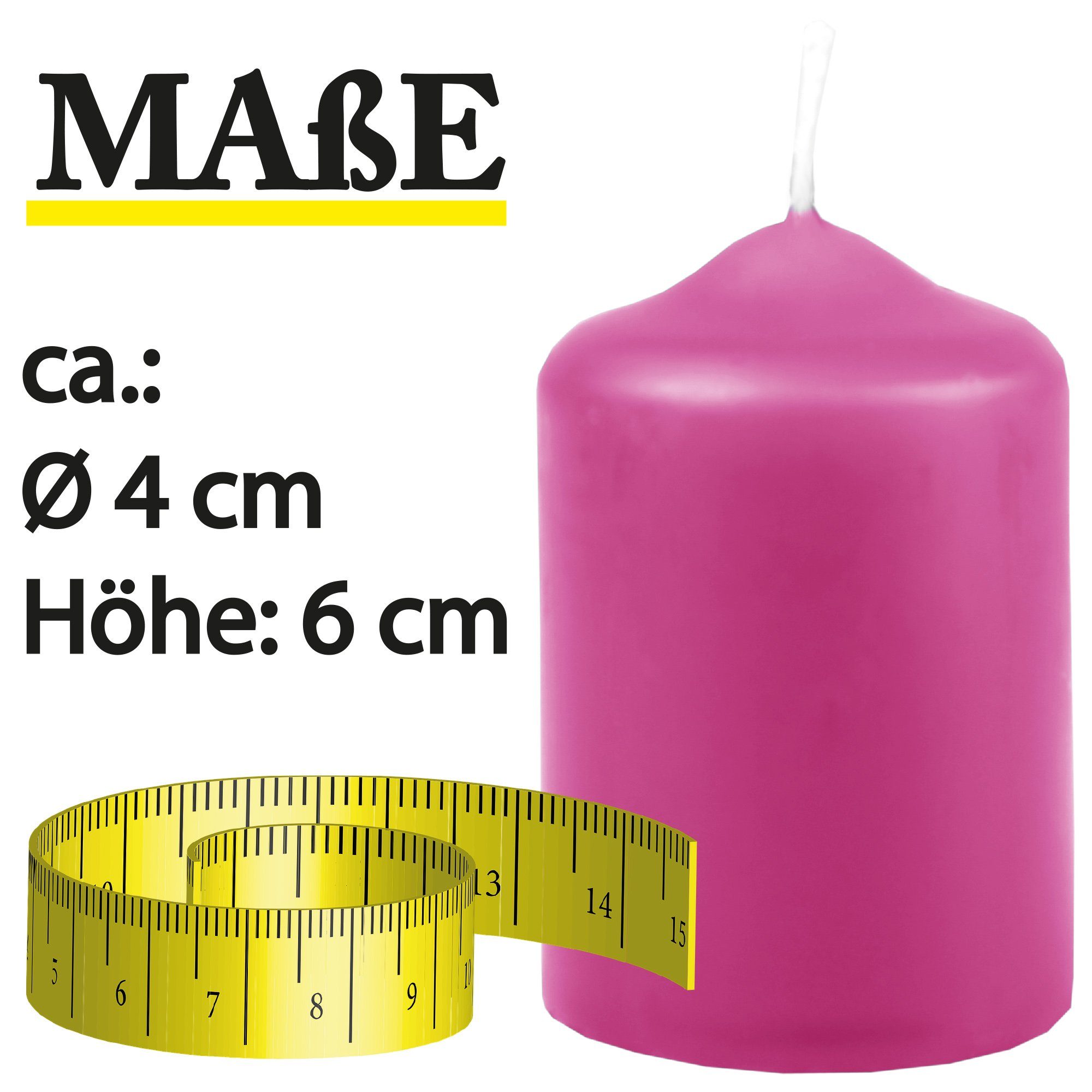 HS Candle Stumpenkerze aus Wachs (6-tlg., Dekolicht), Ø4xH6 cm Teelichtgröße, 7h Brenndauer je Kerze, Wachsmischung
