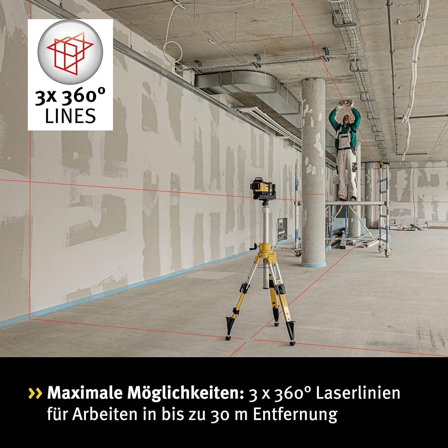 Stabila Kreuzlinienlaser Kreuzlinien Laser Nivellierlaser 19793 LAX 600 12-V 7-teiliges, Multilinienlaser Laser Nivelliergerät Wasserwaage Messgerät 360 Grad