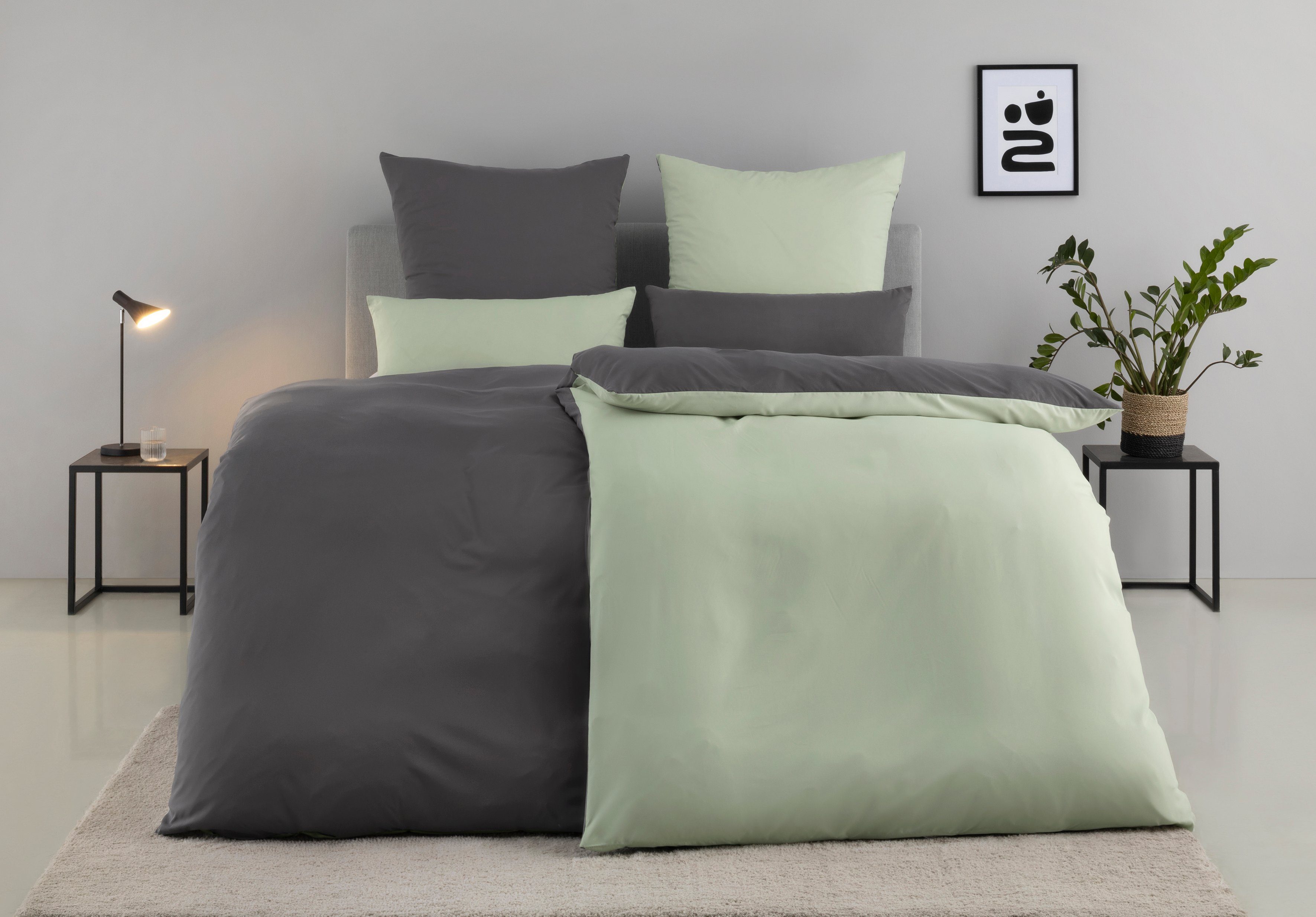 OTTO home Wendebettwäsche Desner2 100% Microfaser, extra weich, allergikerfreundlich, Microfaser, 2 teilig, Premium Qualität, uni, schnell trocknend, pflegeleicht, ab 135x200 cm