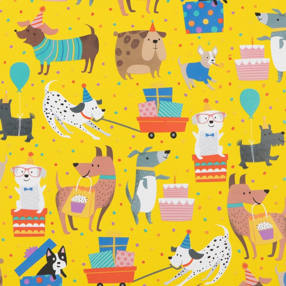 STAR Geschenkpapier, Geschenkpapier Hunde mit Geschenken 70cm x 2m