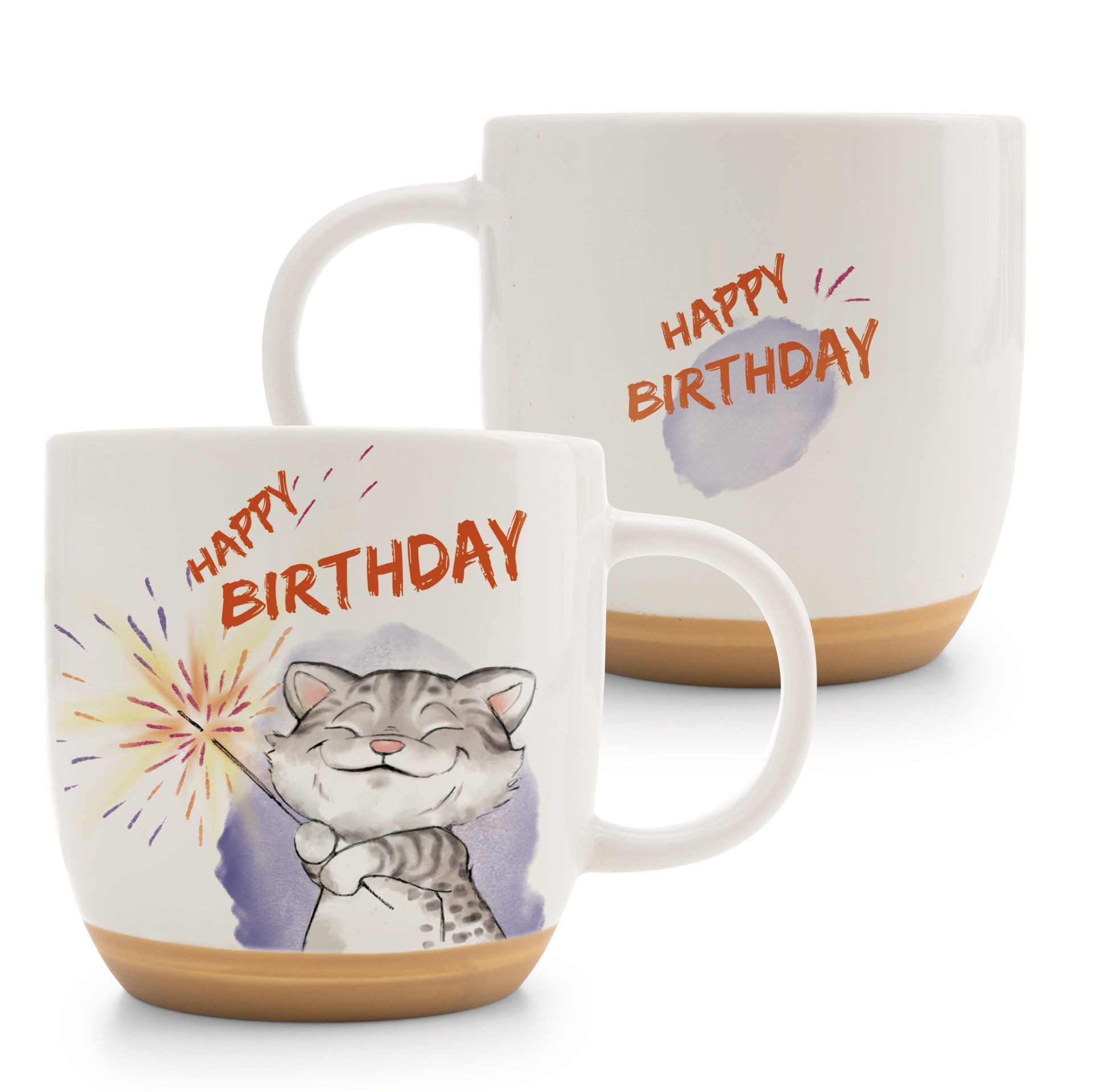 Nici Tasse Nici Katze "Happy Birthday" weiß/orange 400 ml
