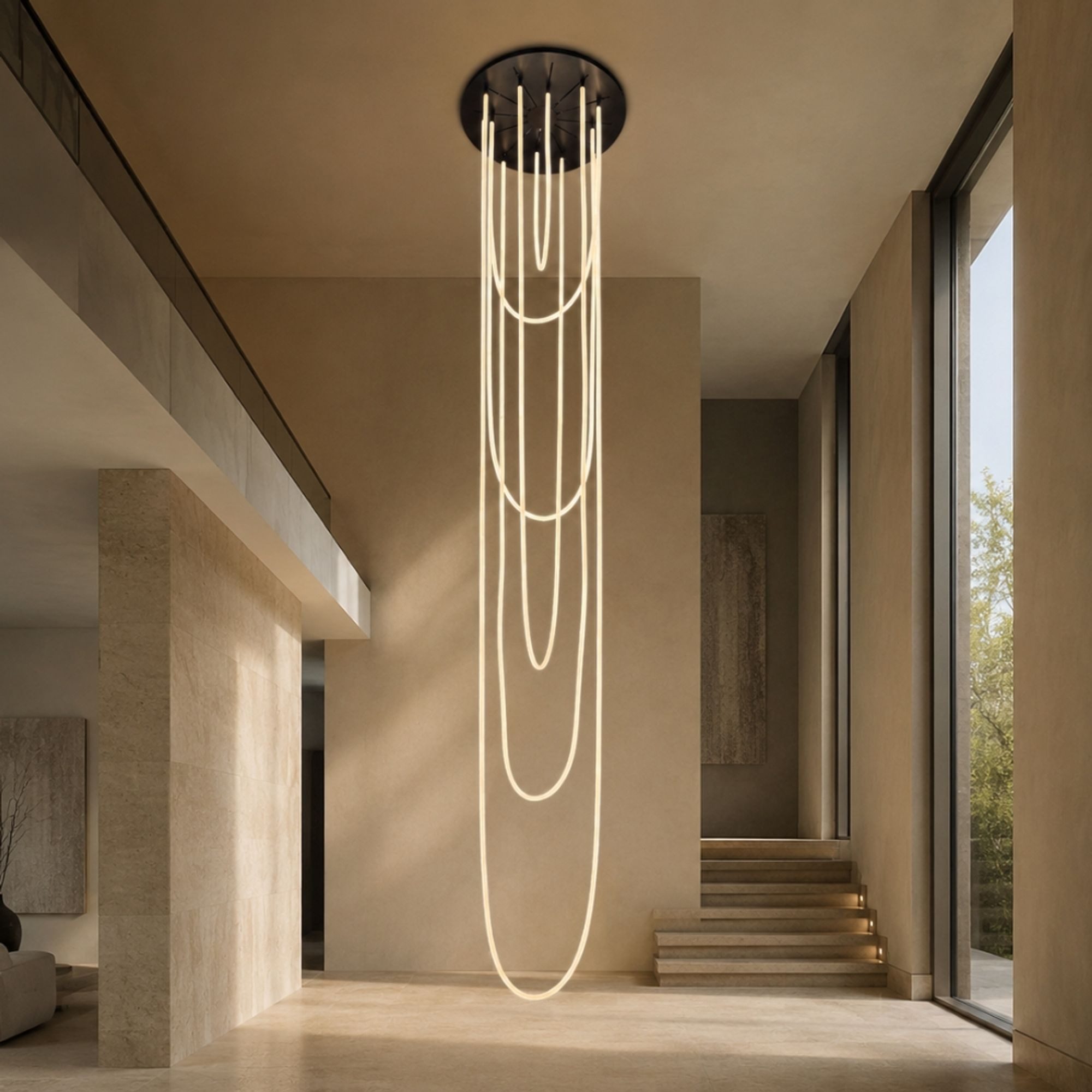 s.luce Pendelleuchte Arion organische LED Galerieleuchte Licht-Schlauch XXL Warmweiß, Warmweiß