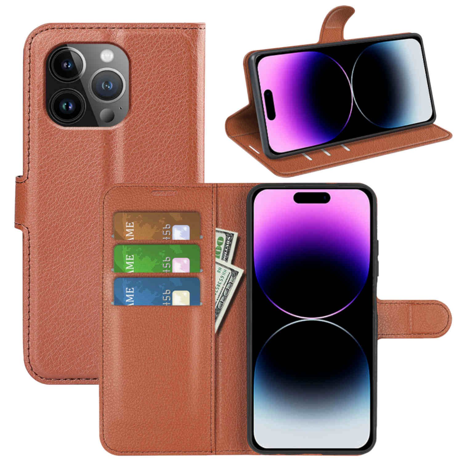 Wigento Handyhülle Für Apple iPhone 15 Pro Max Handy Tasche Wallet Premium Schutz Hülle