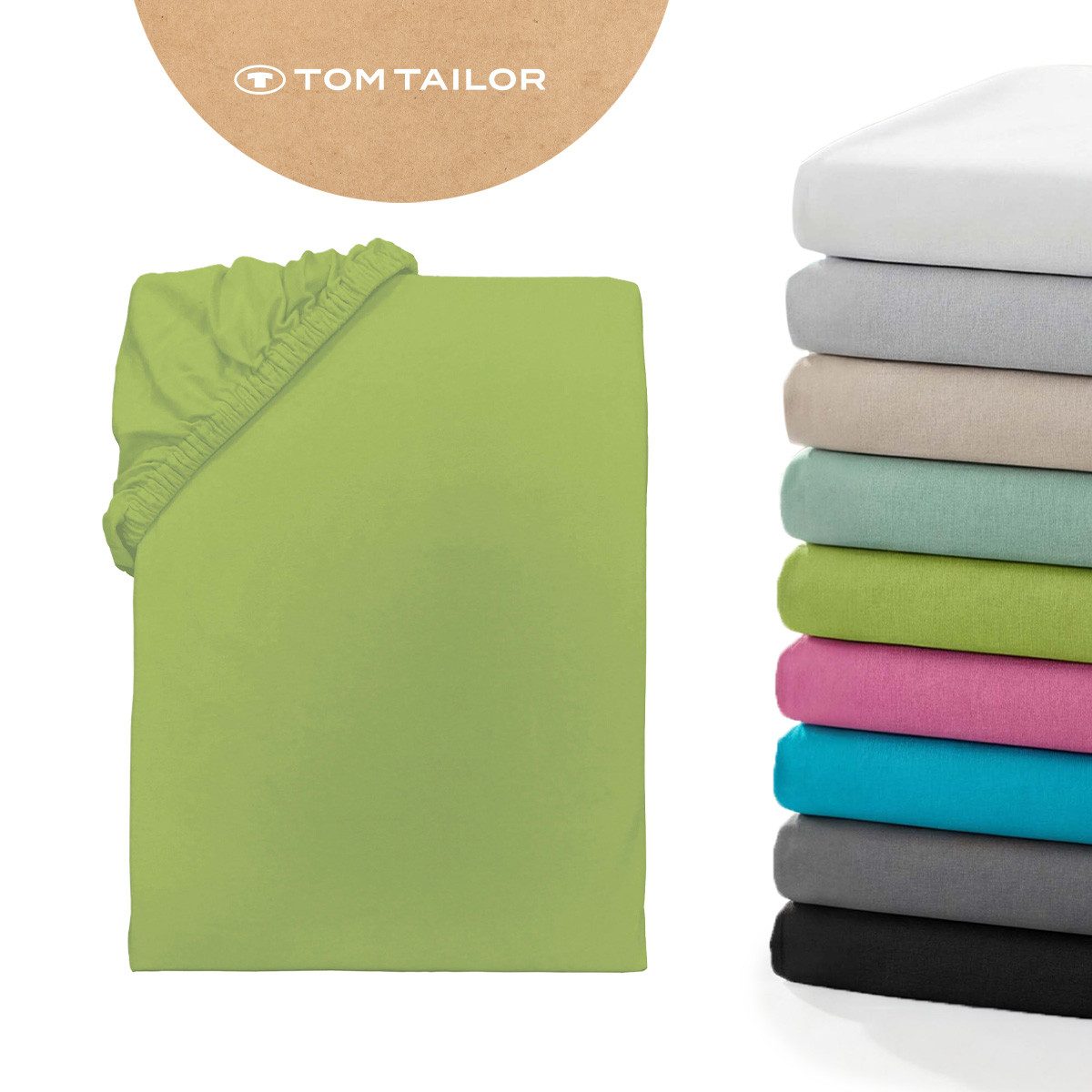 TOM TAILOR HOME Spannbettlaken Tom Tailor Jersey, Jersey, Gummizug: rundum, (1 Stück), ab Größe 90x200 cm, Laken in hochwertiger Jersey Qualität