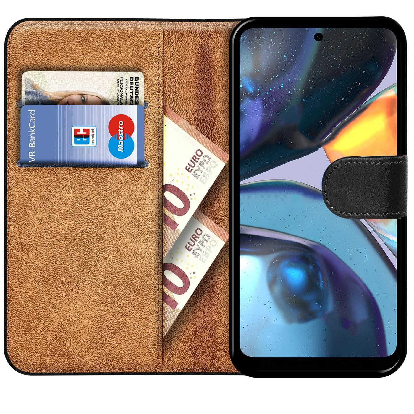 CoolGadget Handyhülle Wallet Klapp Tasche Book Case für Motorola Moto G42 6,4 Zoll, Hülle Klapphülle Flip Cover Etui Schutzhülle