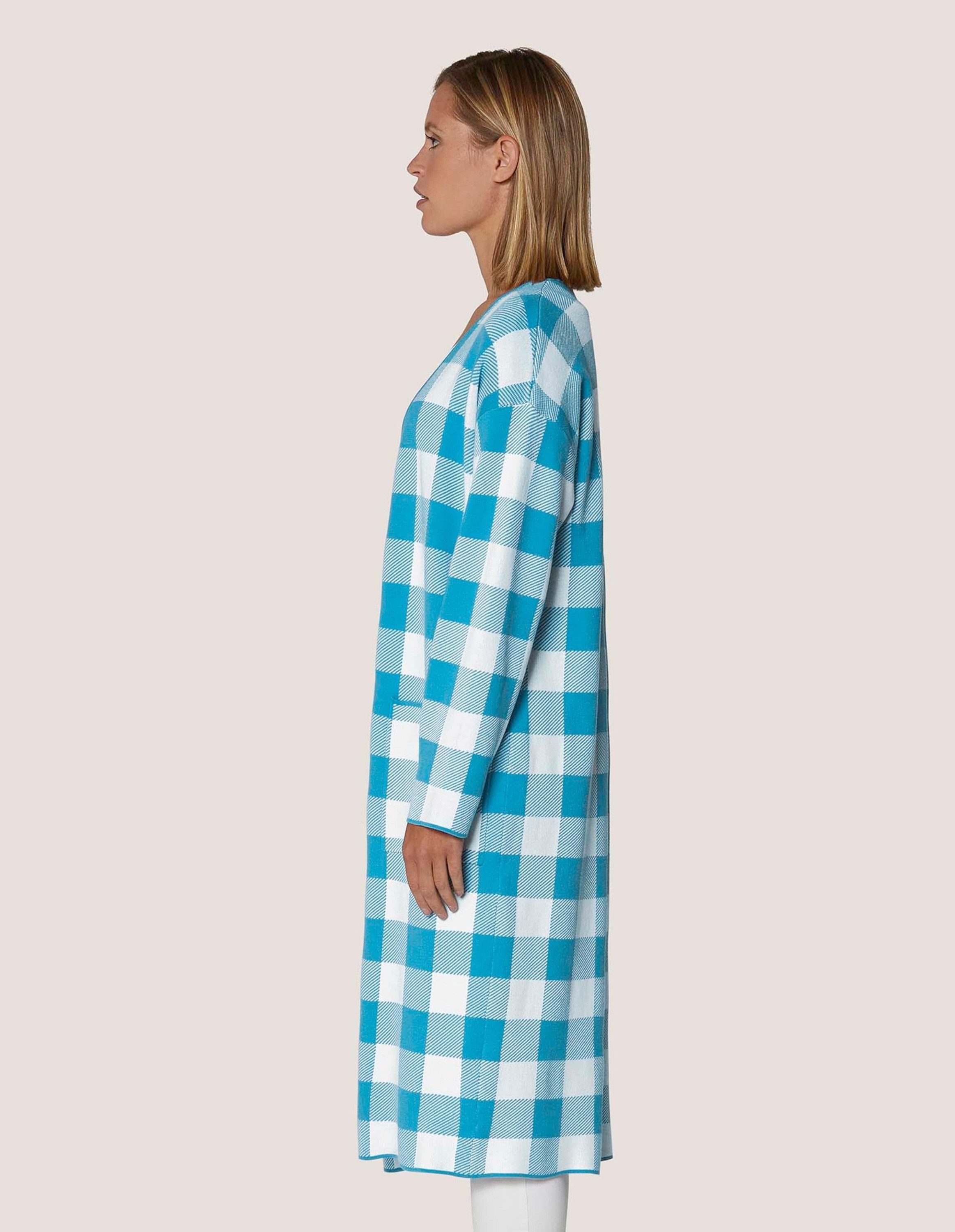 MADELEINE Kurzmantel Karo-Jacquard Mantel, Oversized Modernes Karo-Design, besonderer Kragen, offen tragbar