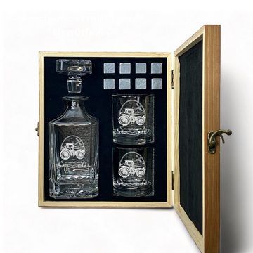 Lasernauten Whiskyglas Whisky Set mit Gravur Traktor Karaffe 700 ml und Gläser in Geschenkbox