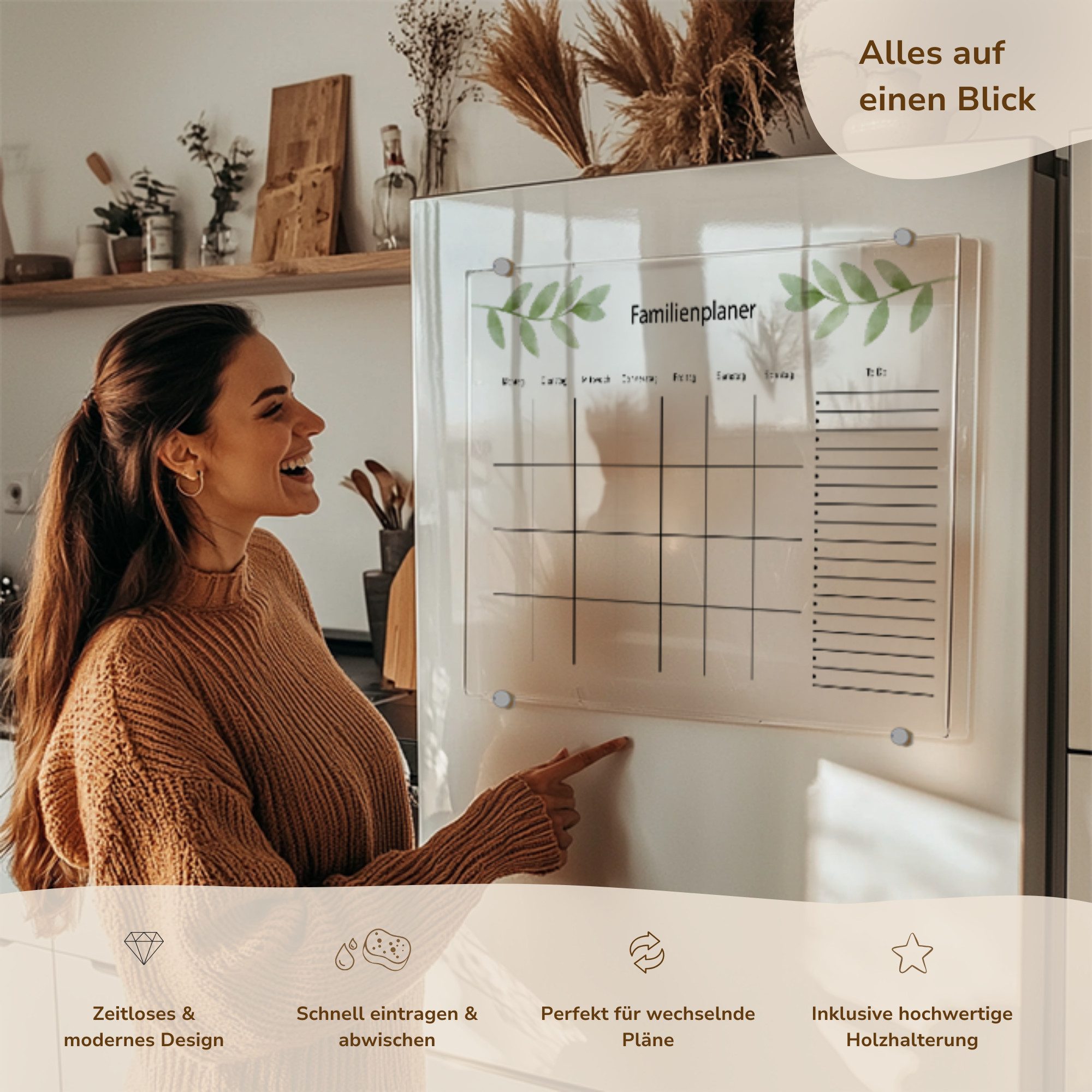 MeinBaby123® Tischkalender Acrylglas Wochenplaner abwischbar, Wochenplan, wiederverwendbar, Familienplaner, Notizen, To Dos, Terminkalender, Wandkalender