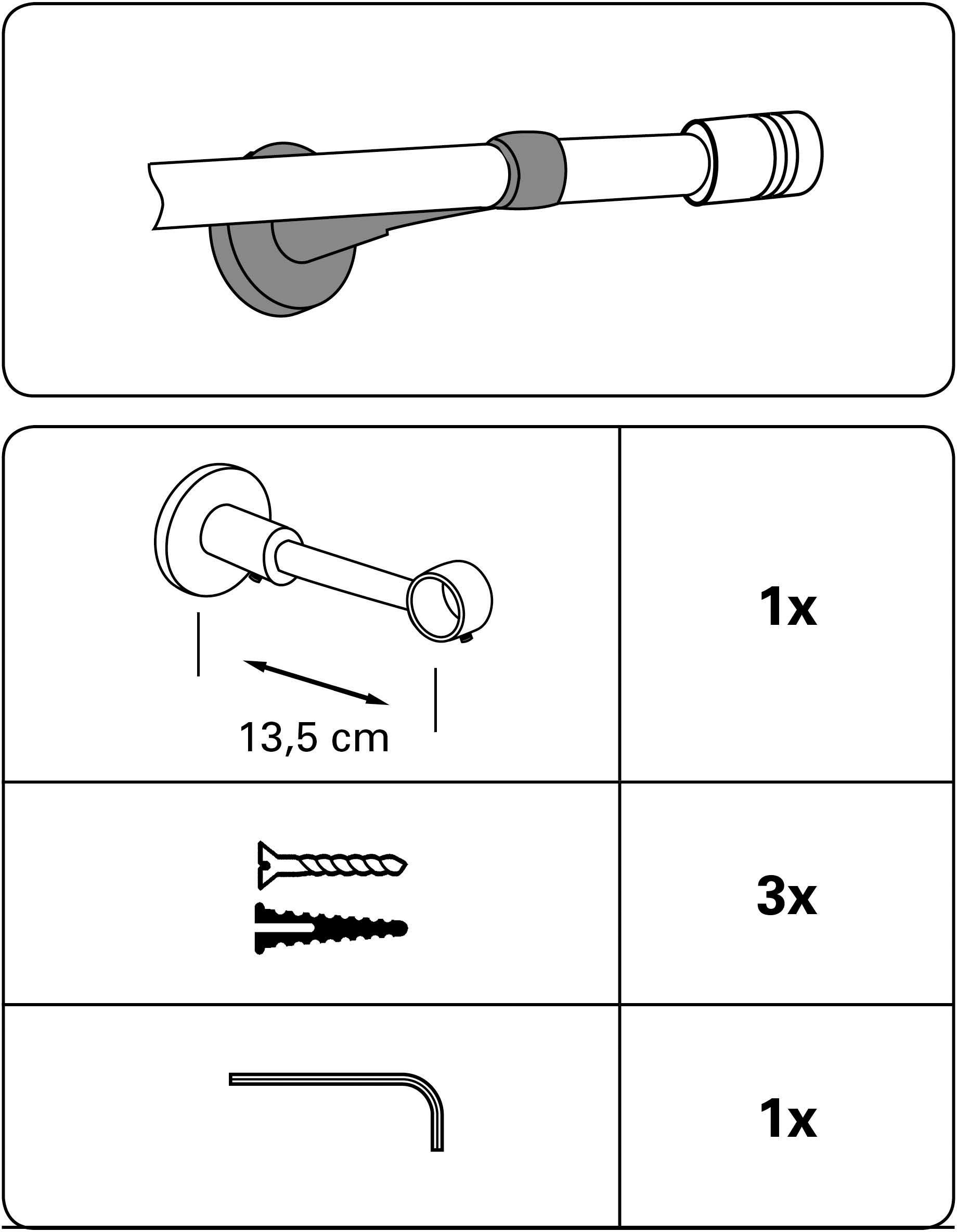 16 Serie Ø Träger GARDINIA, Memphis, Einzelprogramm Gardinenstange mm, Dekorationen mit einer für (1-St), Memphis