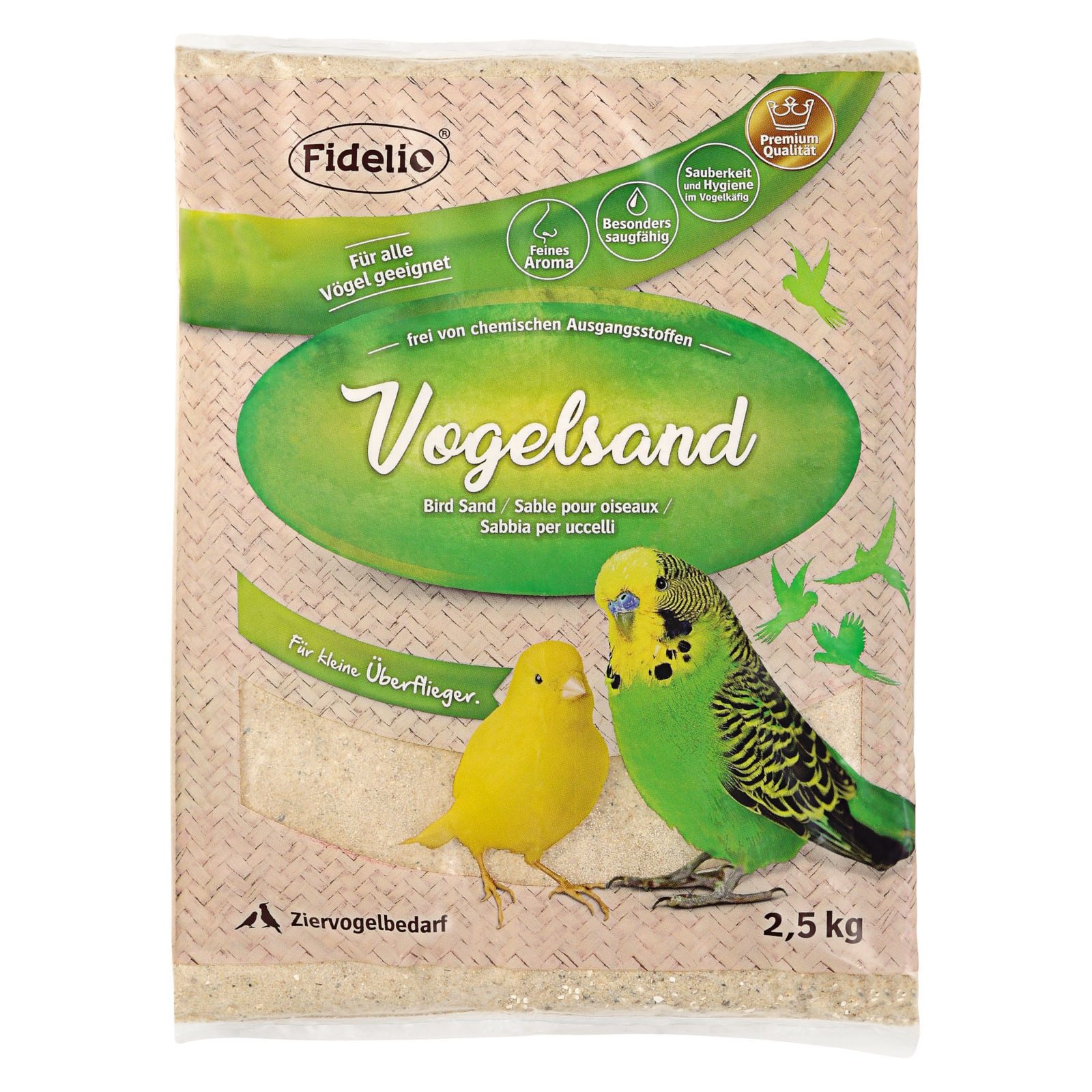 Fidelio Vogelsand V, Vogelsand, 2,5kg Beutel, Einstreu für den Vogelkäfig