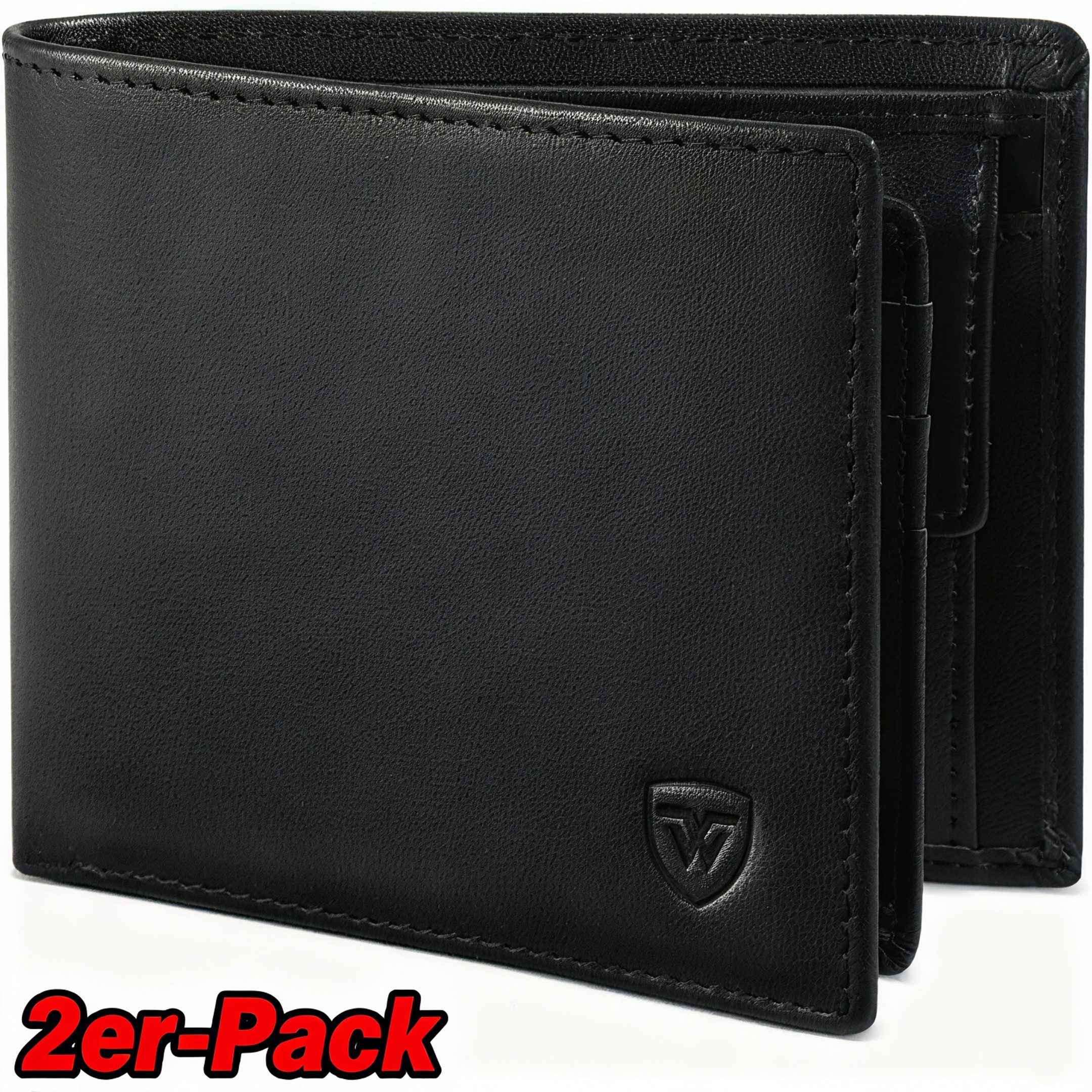 TEEHON Geldbörse Herrengeldbörse aus reinem schwarzen Leder (2-tlg), Brieftasche aus Echtleder