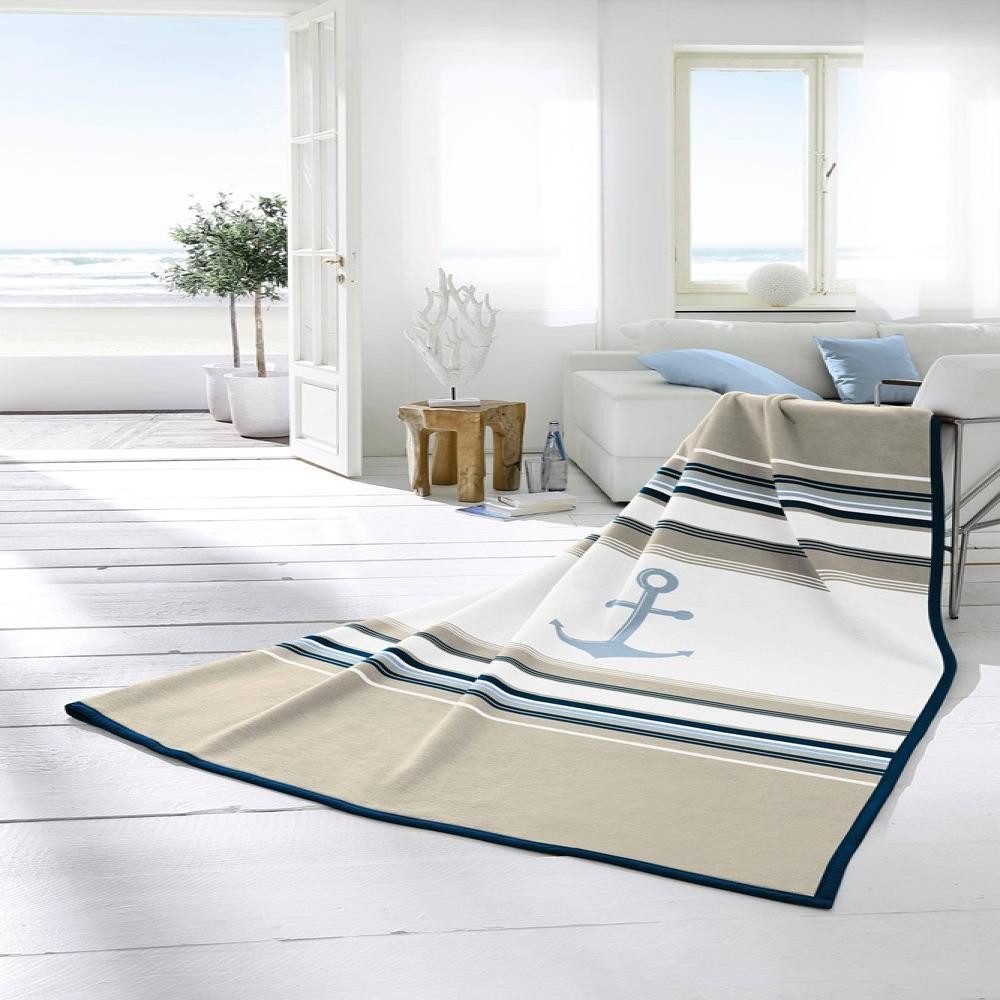 Wolldecke Wohndecke Soft Cotton Anker 150 x 200 cm, Biederlack günstig online kaufen