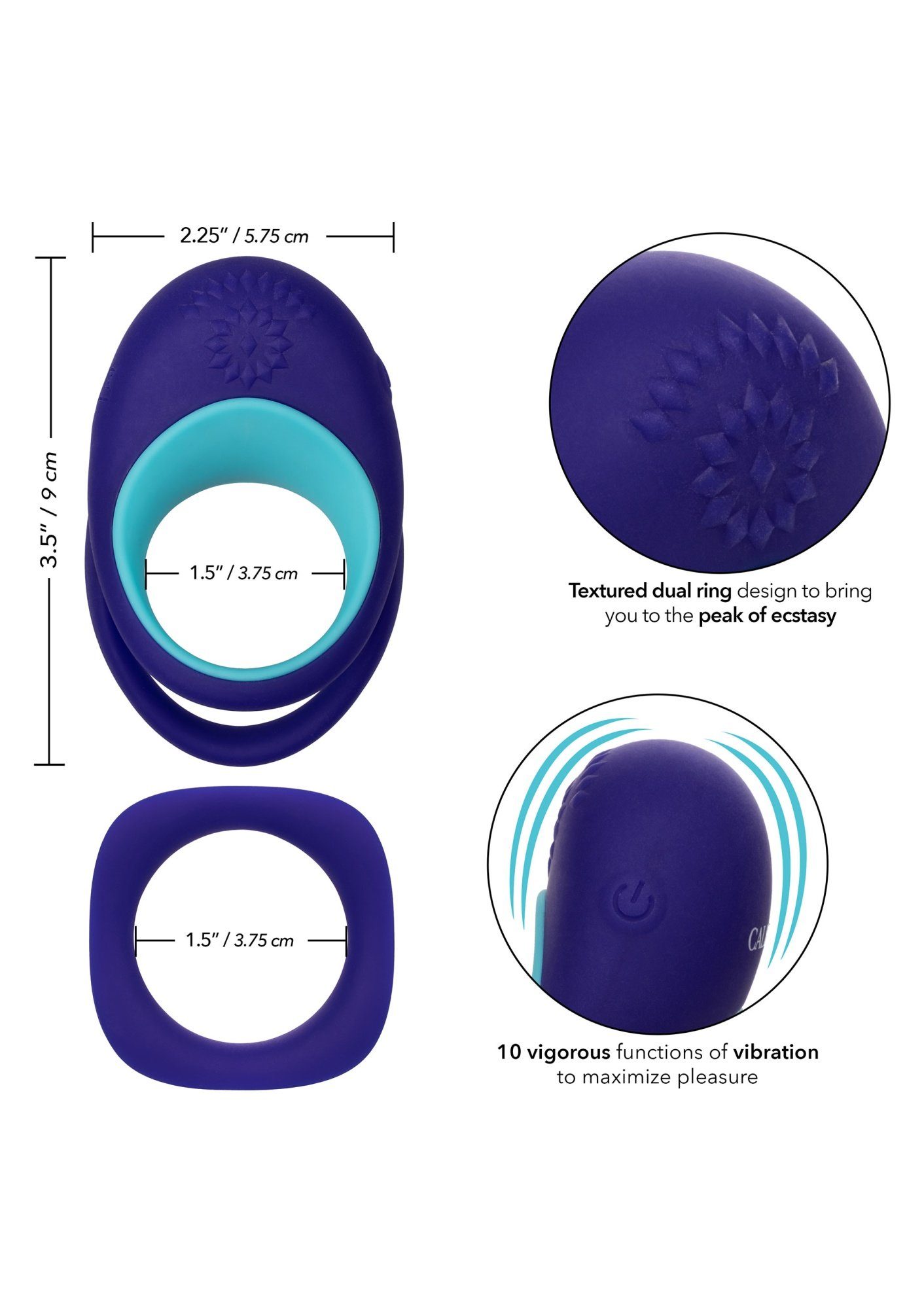 Calexotics Vibro-Penisring Penisring - Vibration mit Silikon-Stützring blau und