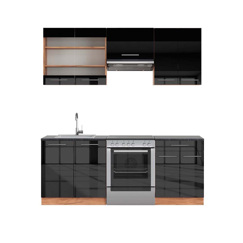 Vicco Küchenzeile R-Line, Schwarz Beton/Anthrazit, 140 günstig online kaufen