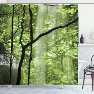 Abakuhaus Duschvorhang Moderner Digitaldruck mit 12 Haken auf Stoff Wasser Resistent Breite 175 cm, Höhe 180 cm, Landschaft Dschungel-Wasserfall Baum
