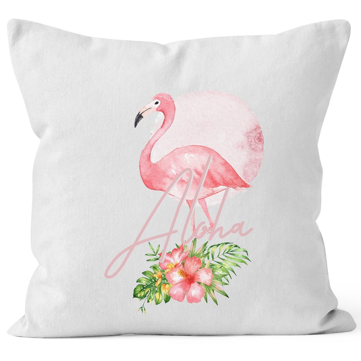 Autiga® quadratisch weiß Paradise Aloha Hummingbird Kissenbezug Dekokissen Autiga Summer Kissen-Hülle Tropical Baumwolle Deko-Kissen Flamingo Jungle