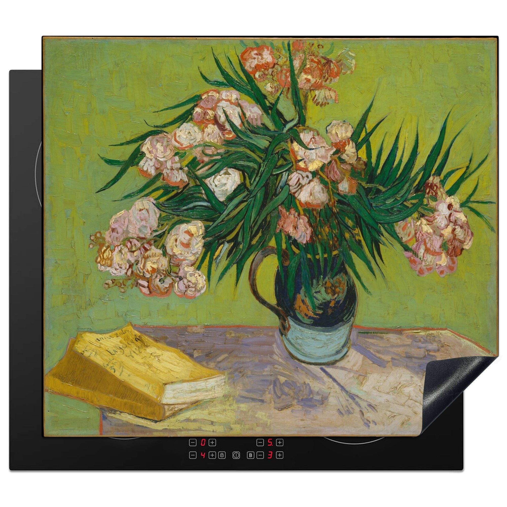 MuchoWow Herdblende-/Abdeckplatte Oleander - Vincent van Gogh, Vinyl, (1 tlg), 60x52 cm, Mobile Arbeitsfläche nutzbar, Ceranfeldabdeckung | Herdabdeckplatten