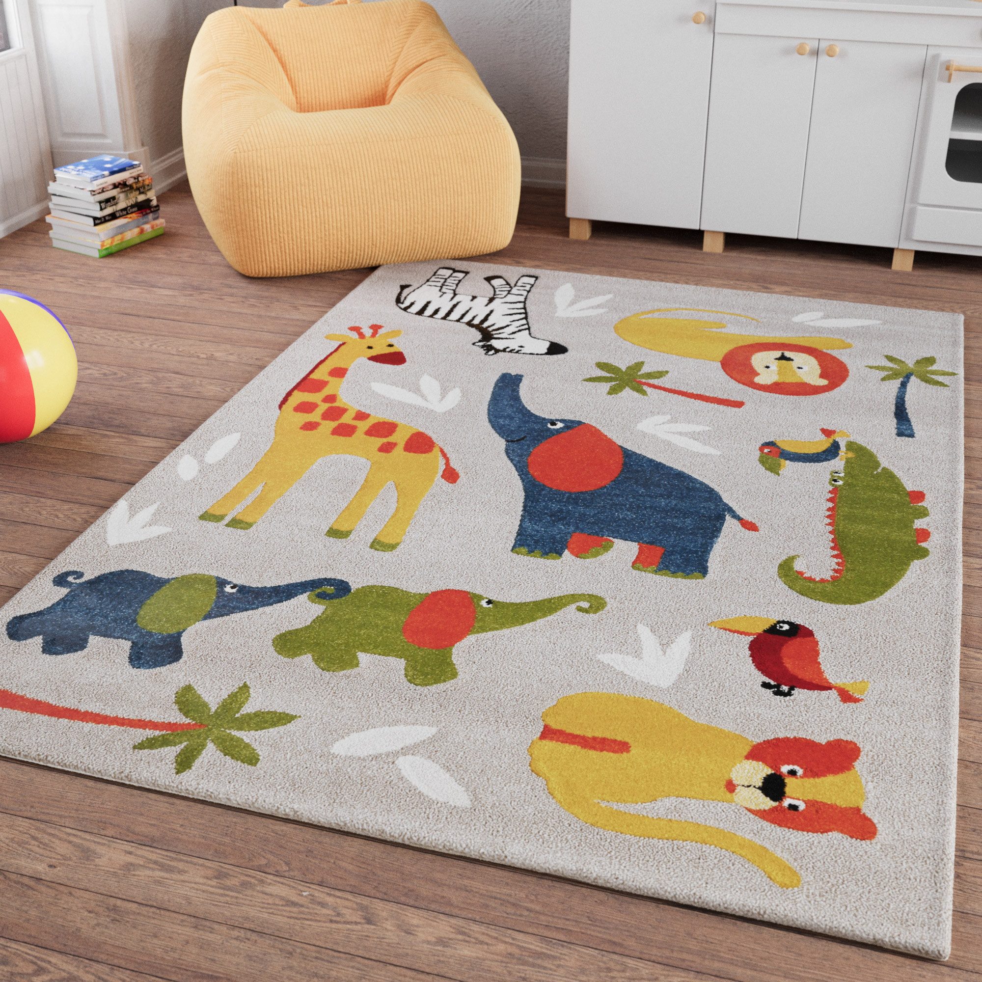 SMART KIDS Kinderteppich Benny & Friends, rechteckig, Höhe: 10 mm, Moderner Spielteppich, strapazierfähig, pflegeleicht, Konturenschnitt
