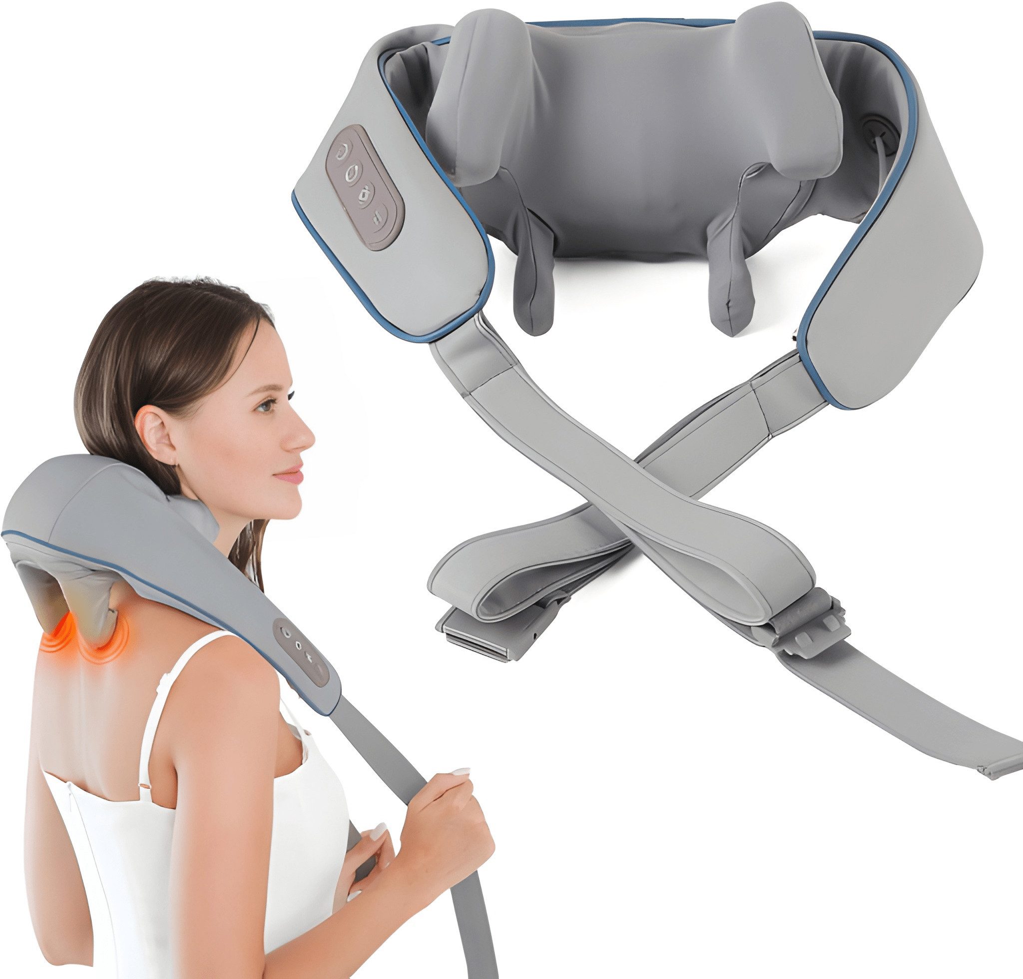 Athlix Nacken-Massagegerät Mini Nackenmassagegerät mit Wärmefunktion, Rücken & Schultermassage