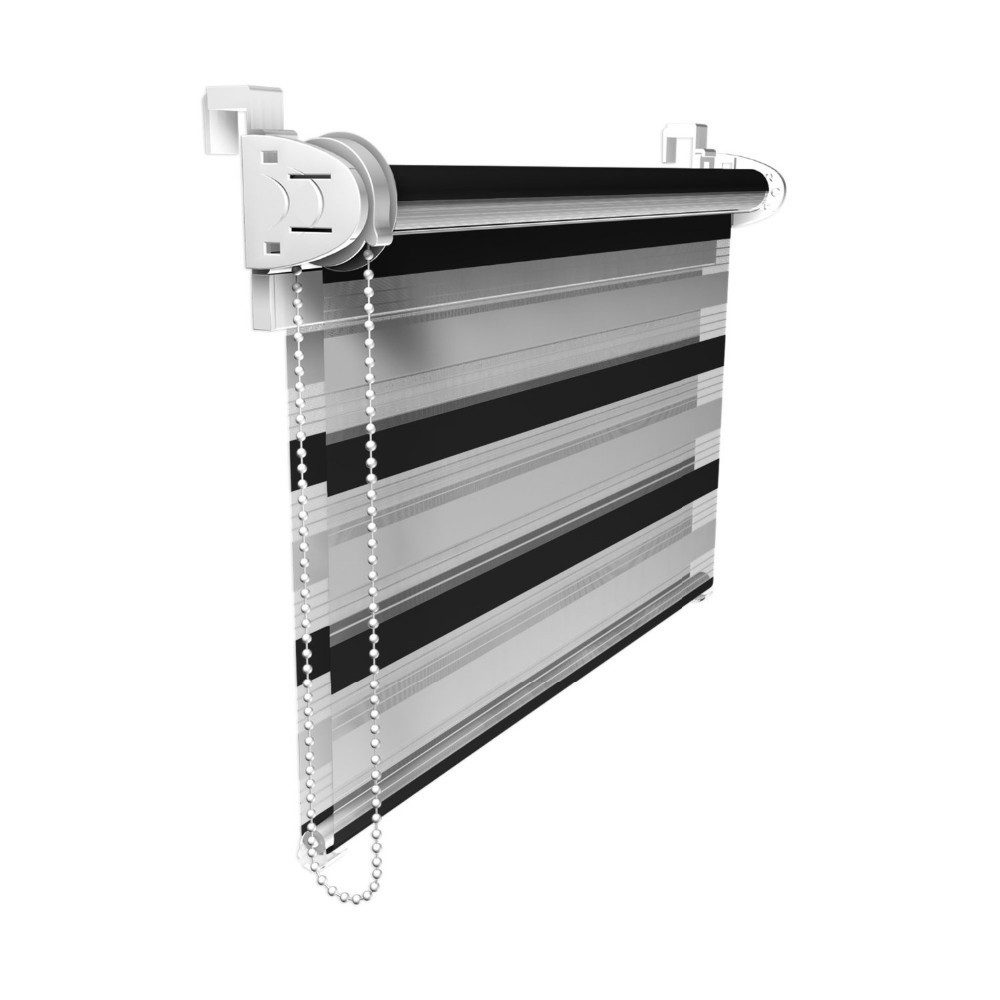 Doppelrollo Tag-Nacht Fensterrollo Klemmfix Zebrarollo mit Stopper, Furnify, ohne Bohren, Klemmfix, Kettenzug mit Stopper