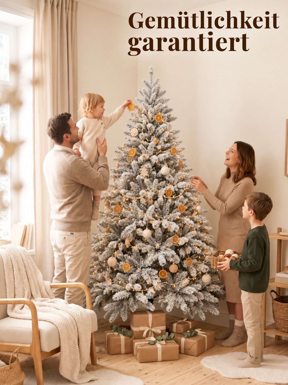 VIVANNO Künstlicher Weihnachtsbaum Polyethylen NORDMANN SNOW 150 Rund - Mit Schnee, 112x150 cm – Bild 3 von 5