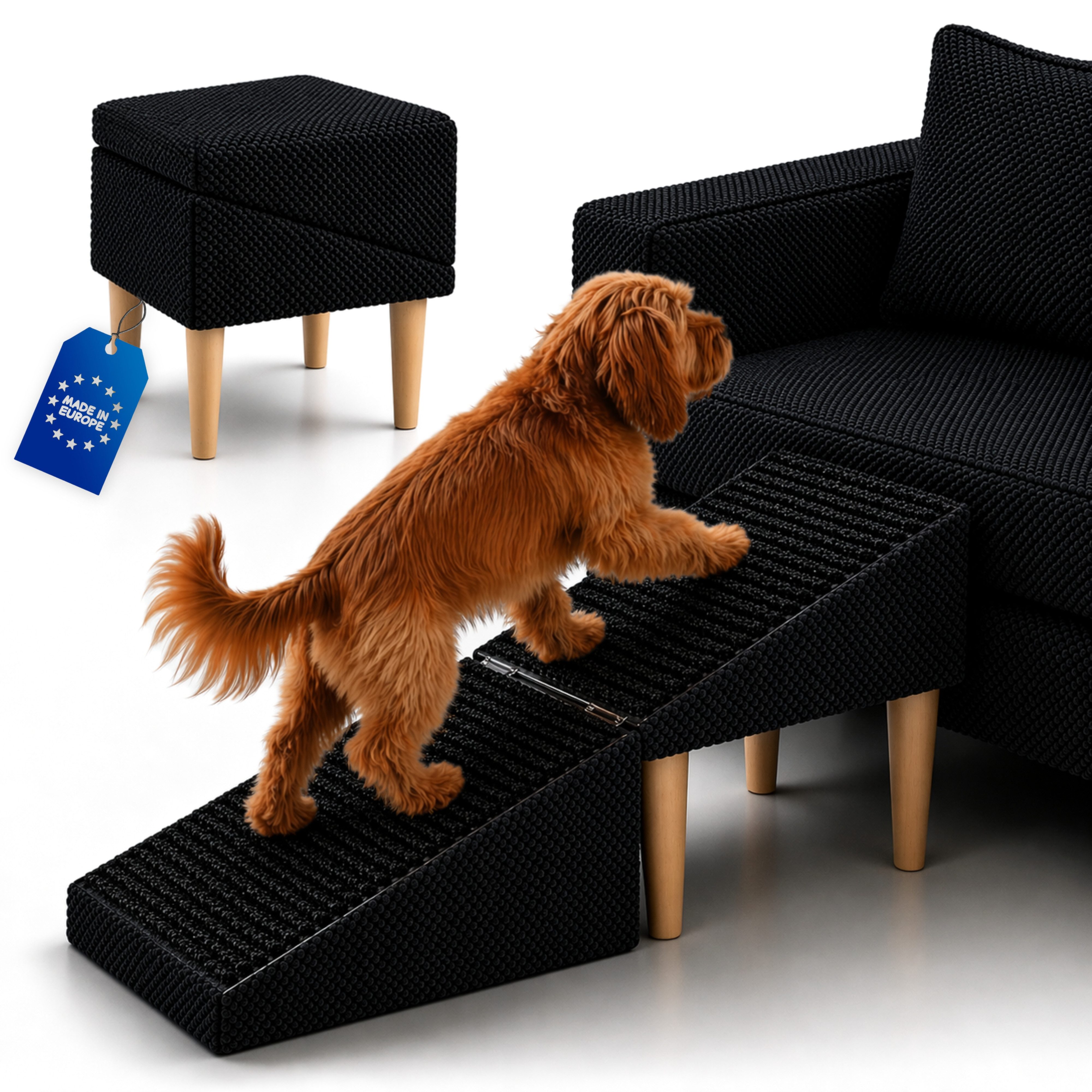 Outentin Haustiertreppe Hundetreppe klappbar mit Polster - Hunderampe Sofa Bett Katze (100 kg Belastbarkeit 2-in-1 Funktion 72x36x36 cm, 16 Farben, 1-St., Rutschfeste Oberfläche; Gelenkschonend; Pflegeleicht; Für Innenbereich)