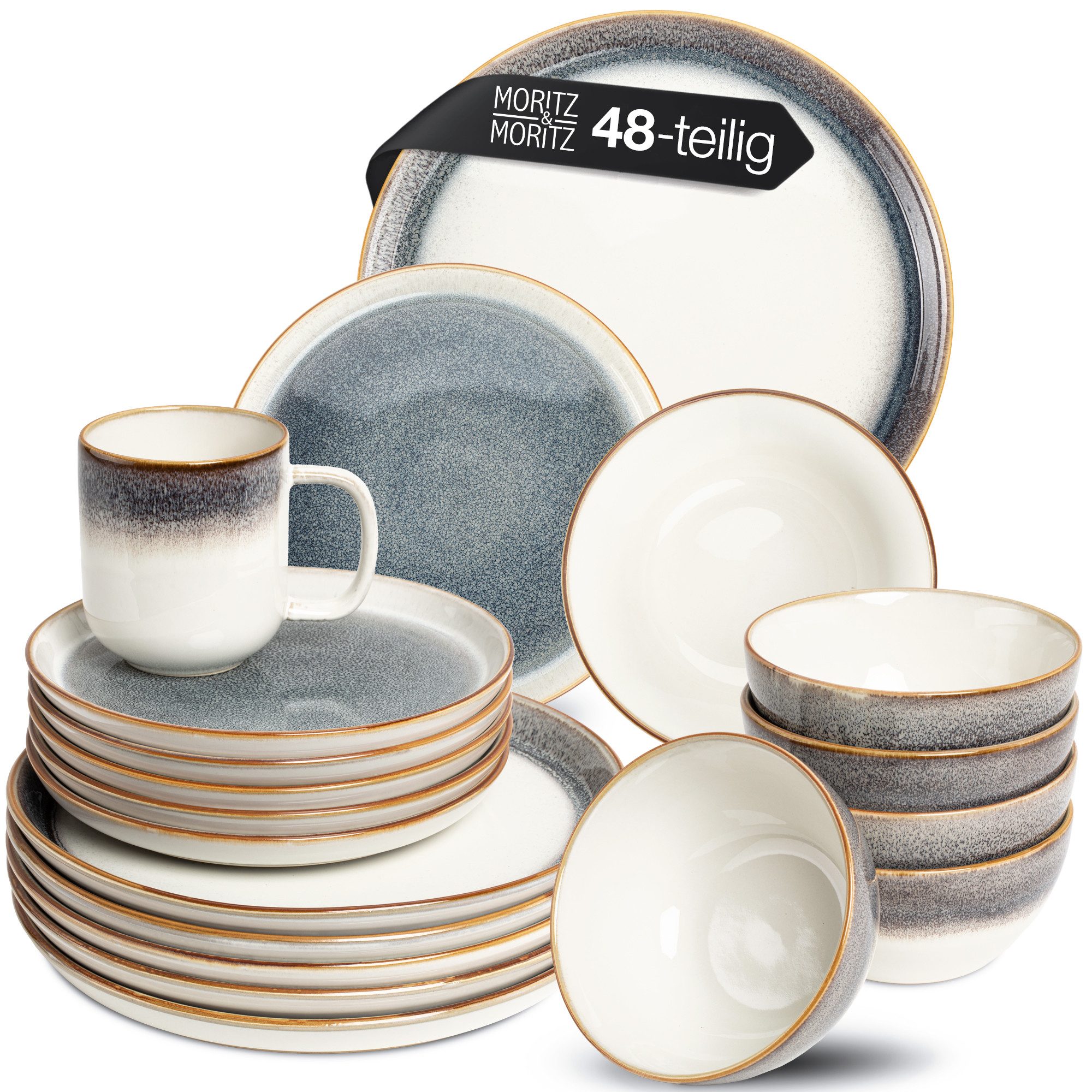 Moritz & Moritz Комбинированное обслуживание TARENTO 48tlg Geschirr Set (48-tlg), 12 Personen, Steinzeug, Steinzeug Столовый сервиз