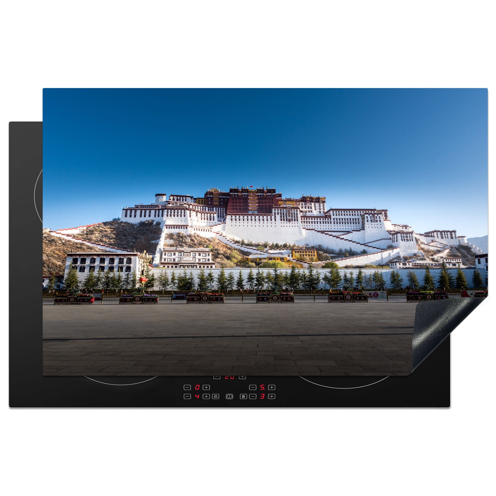 MuchoWow Herdblende-/Abdeckplatte Der Potala-Palast in Tibet in China an einem hellen Tag, Vinyl, (1 tlg), 81x52 cm, Induktionskochfeld Schutz für die küche, Ceranfeldabdeckung