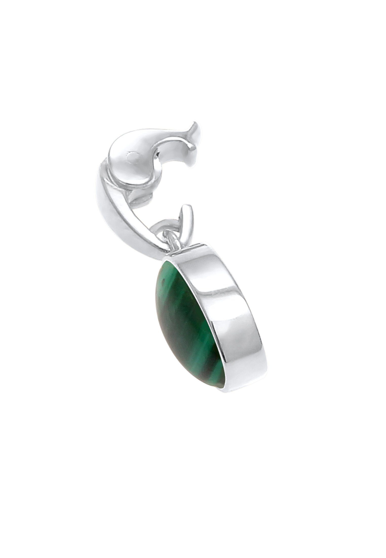 Nenalina Kettenanhänger Edelstein Malachit Cabochon Oval 925 Silber