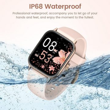 SWGOTA Smartwatch (1,85 Zoll, iOS Android), Damen 2023 Telefonfunktion IP68 Wasserdicht Armbanduhr Schrittzähler