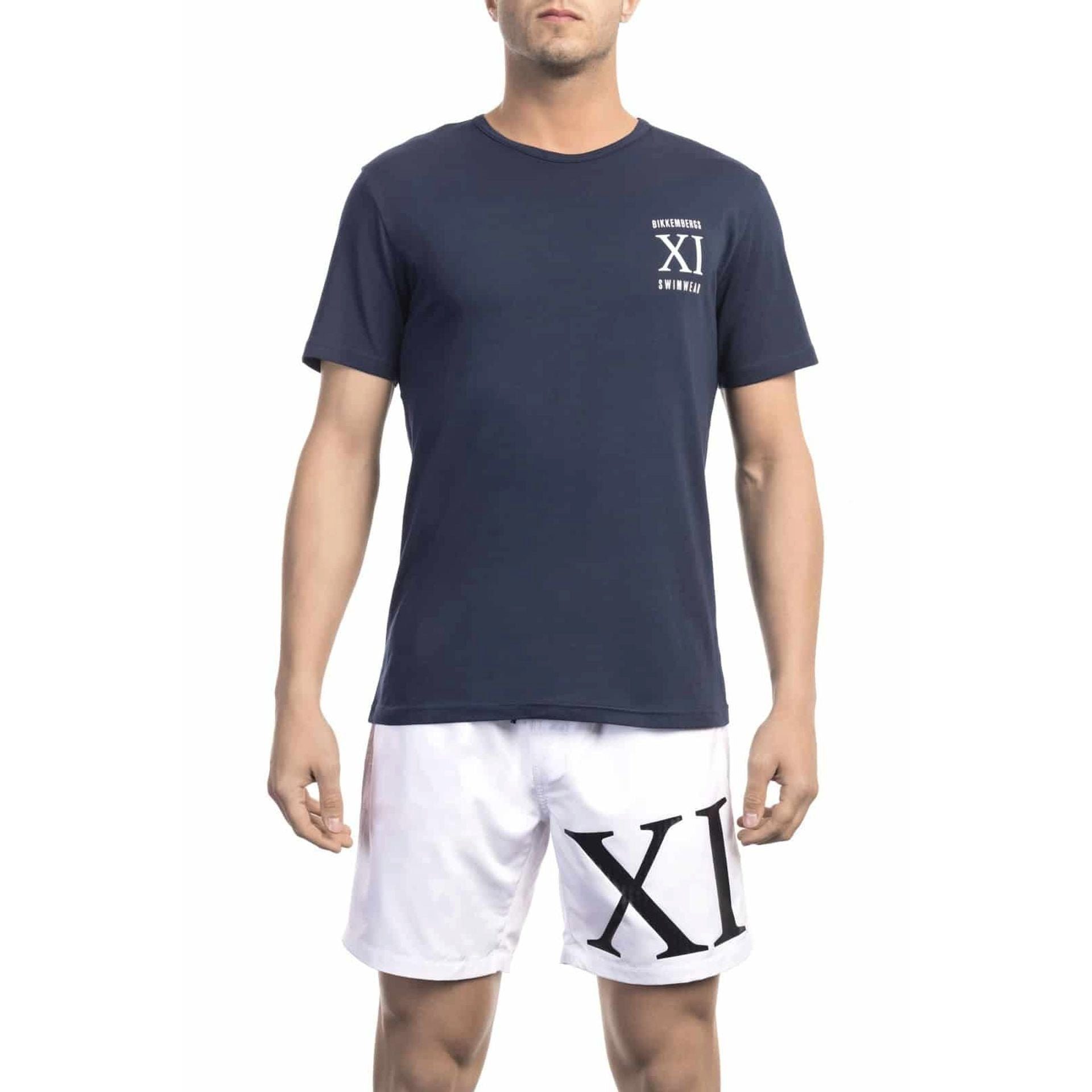 Bikkembergs T-Shirt Bikkembergs Beachwear, Herren T-Shirt, BKK1MTS05, Navy Strandmode Trend 2023