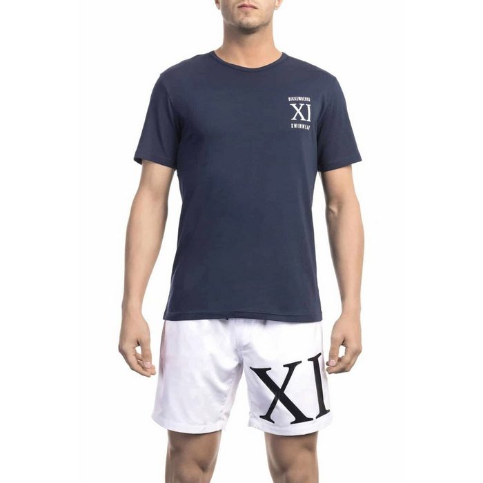 Bikkembergs T-Shirt Bikkembergs Beachwear Herren T-Shirt BKK1MTS05 Navy Strandmode Trend 2023