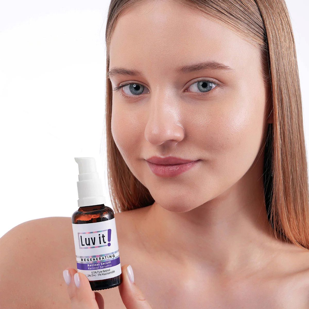 Luv it! Gesichtsserum Retinol Serum 0,5% mit Niacinamid und Zink, Regenerierendes Nachtserum mit 0,5% Retinol, Niacinamid & Zink