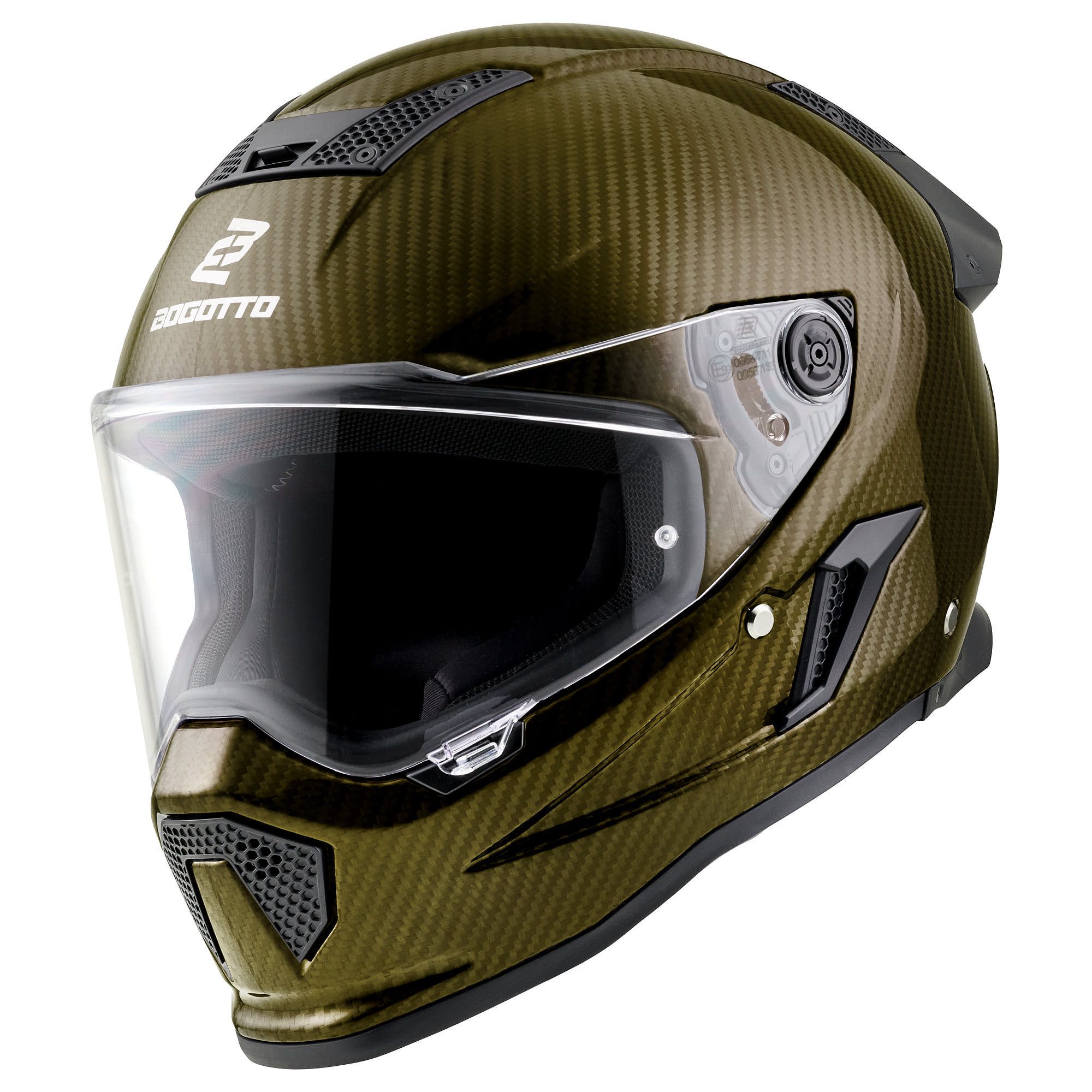 Bogotto Motorradhelm Rapto Carbon Helm, vorbereitet für Kommunikationssystem,geeignet für Brillenträger,v