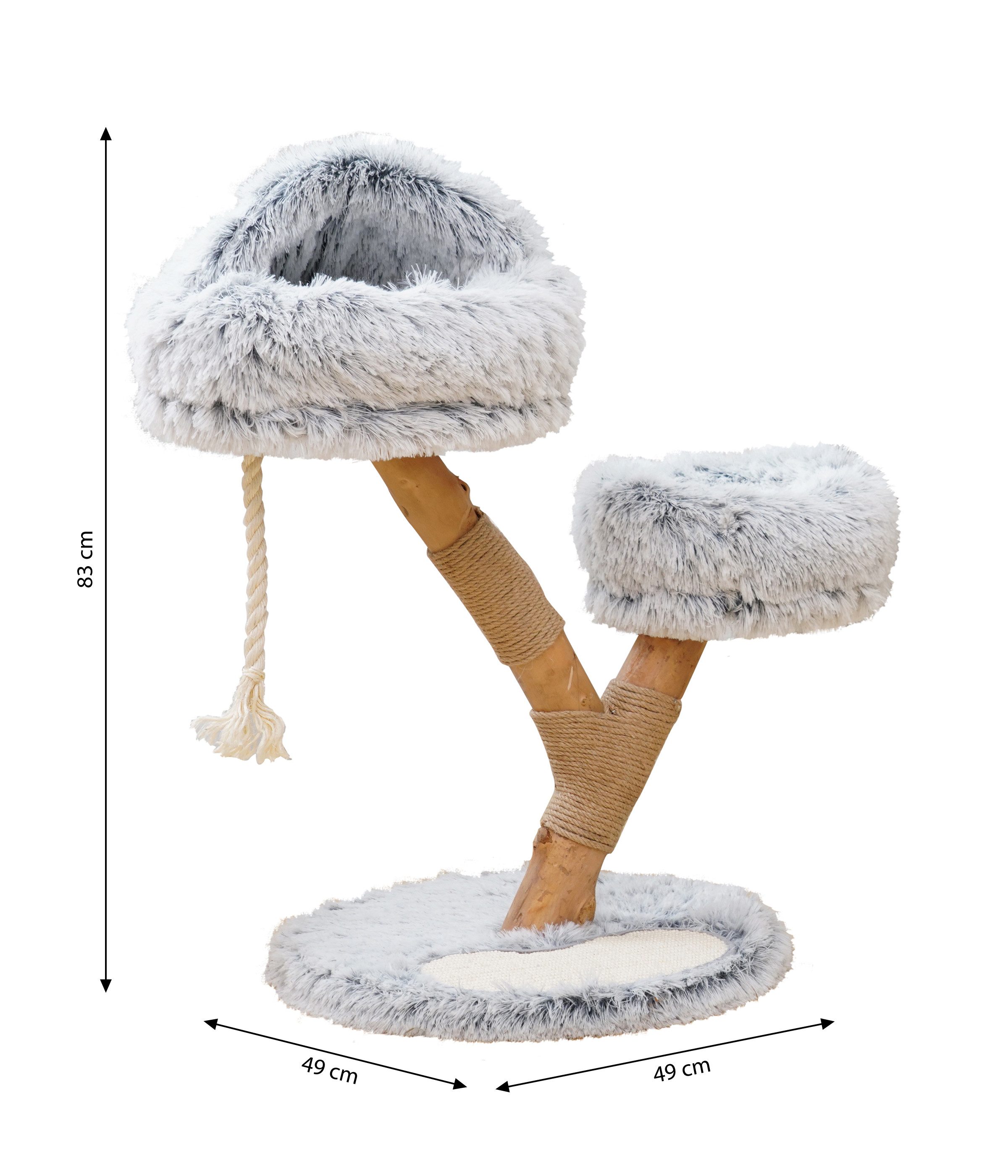 Dehner Kratzbaum Berlioz für Katzen, robust, ca 49 x 83 x 49cm, hellgrau, Kletterbaum aus Plüsch / Spanplatte / Jute / Holz