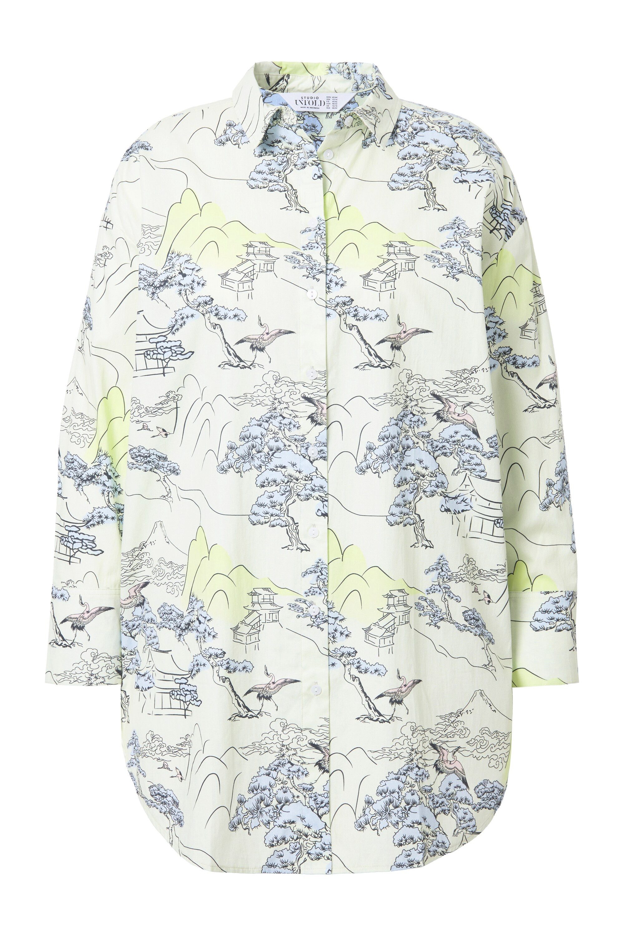 Studio Untold Hemdbluse Oversize-Hemdbluse Alloverprint Langarm günstig online kaufen