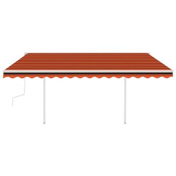 furnicato Markise Manuell Einziehbar mit Pfosten 4x3 m Orange & Braun