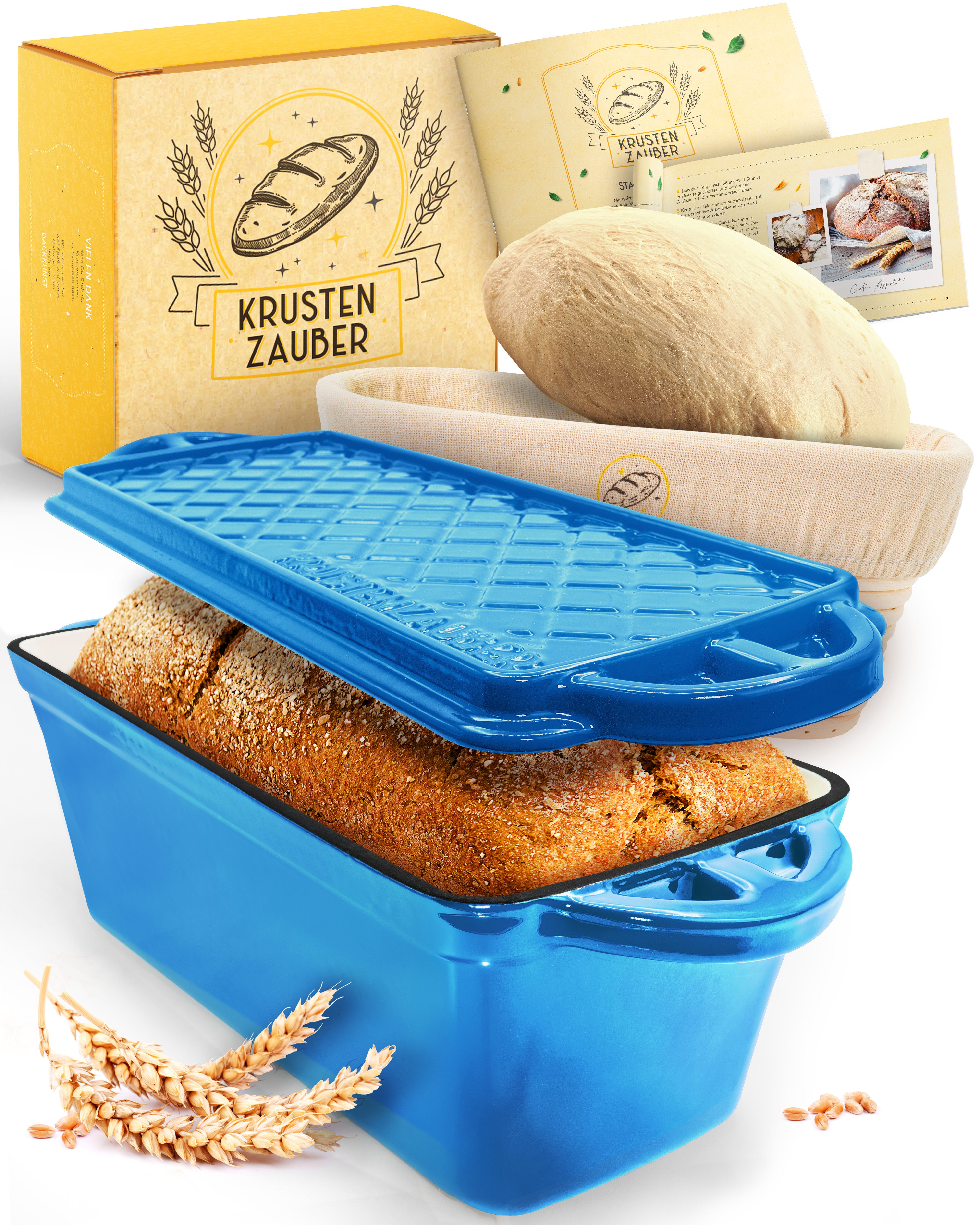 Krustenzauber Brotbackform Brotbackform Gusseisen Topf Brot Backen [inkl. Gärkorb]