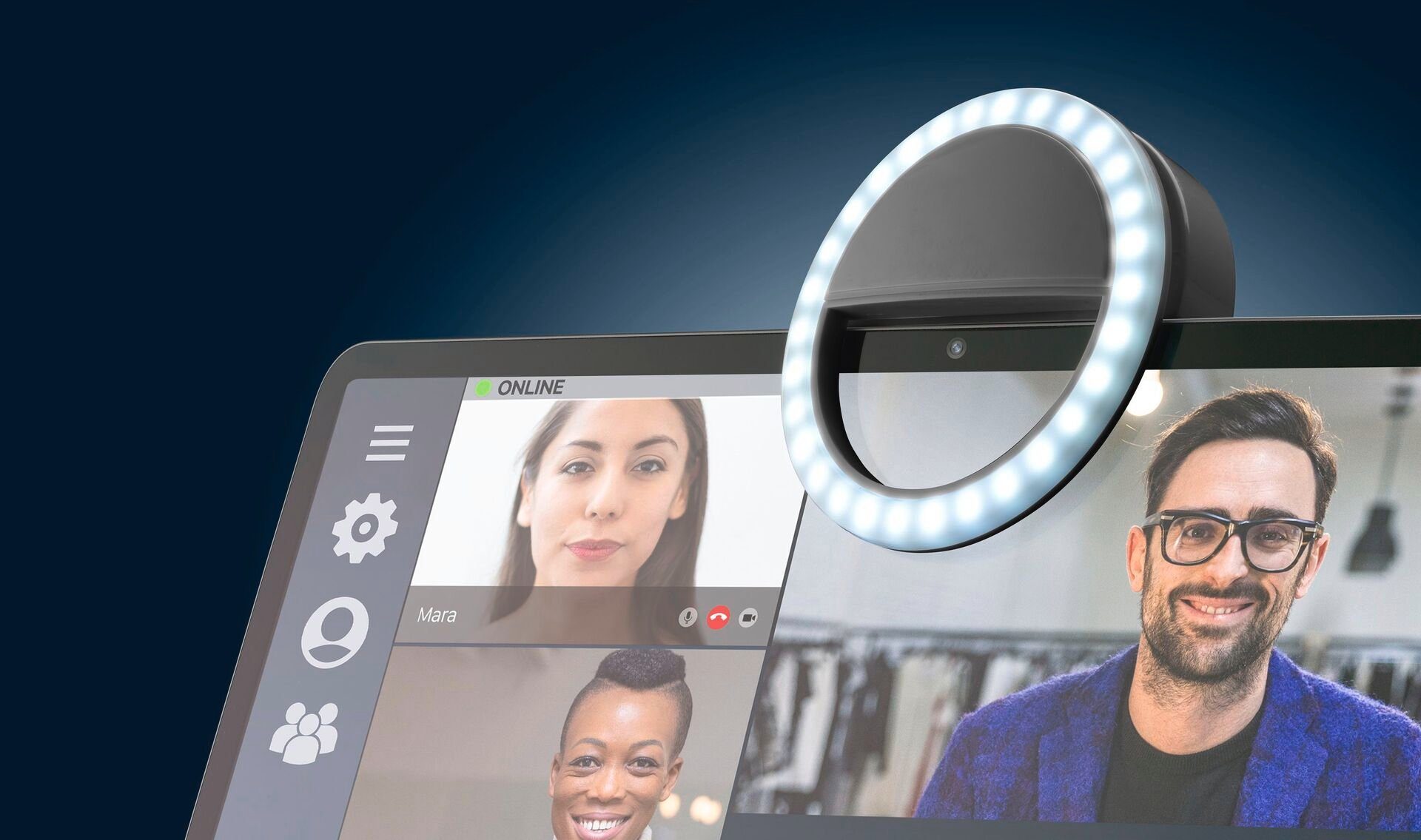 Cellularline Ringlicht Universal Selfie PCs passt mit an Batterie, oder Lichtring, wiederaufladbarer Tablets Smartphones