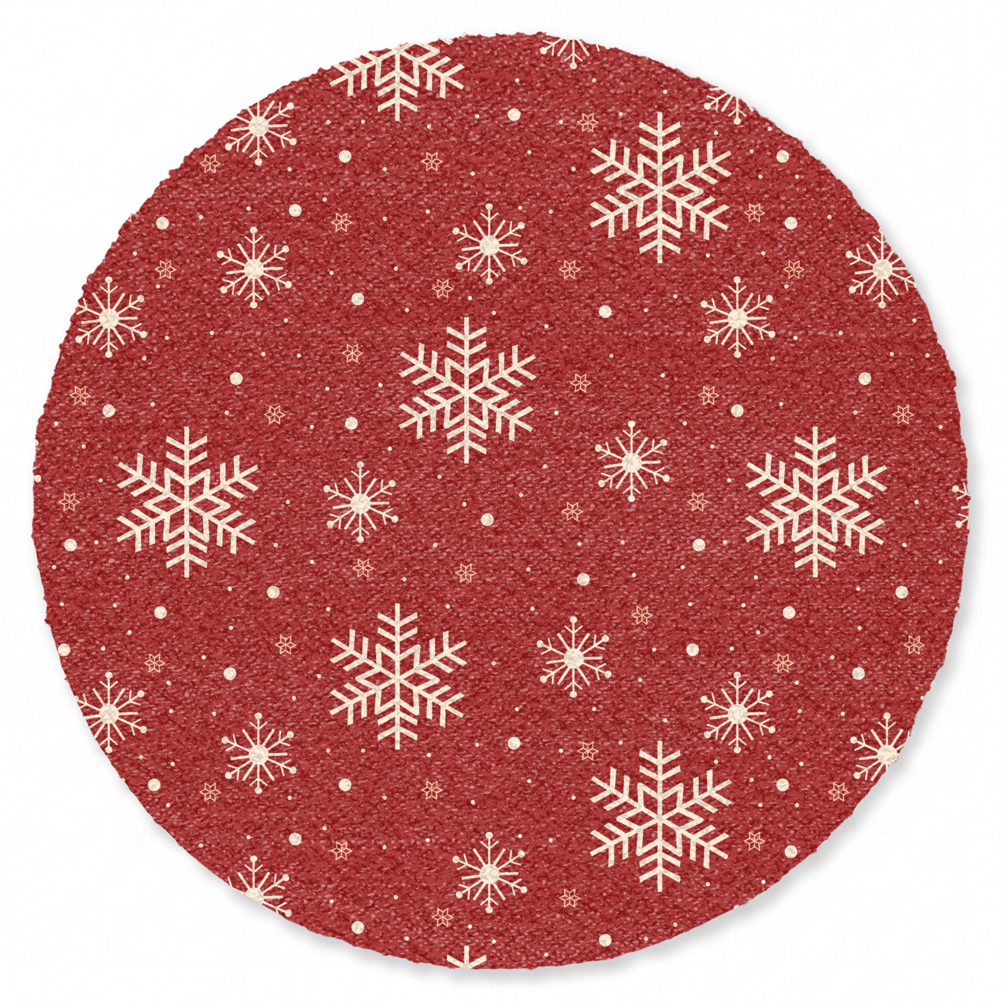 MuchoWow Fußmatte Rund Illustration - Schneeflocken - Rot, Rechteckig, Sauberlaufmatte, Fußabtreter, Türvorleger 120x120 cm