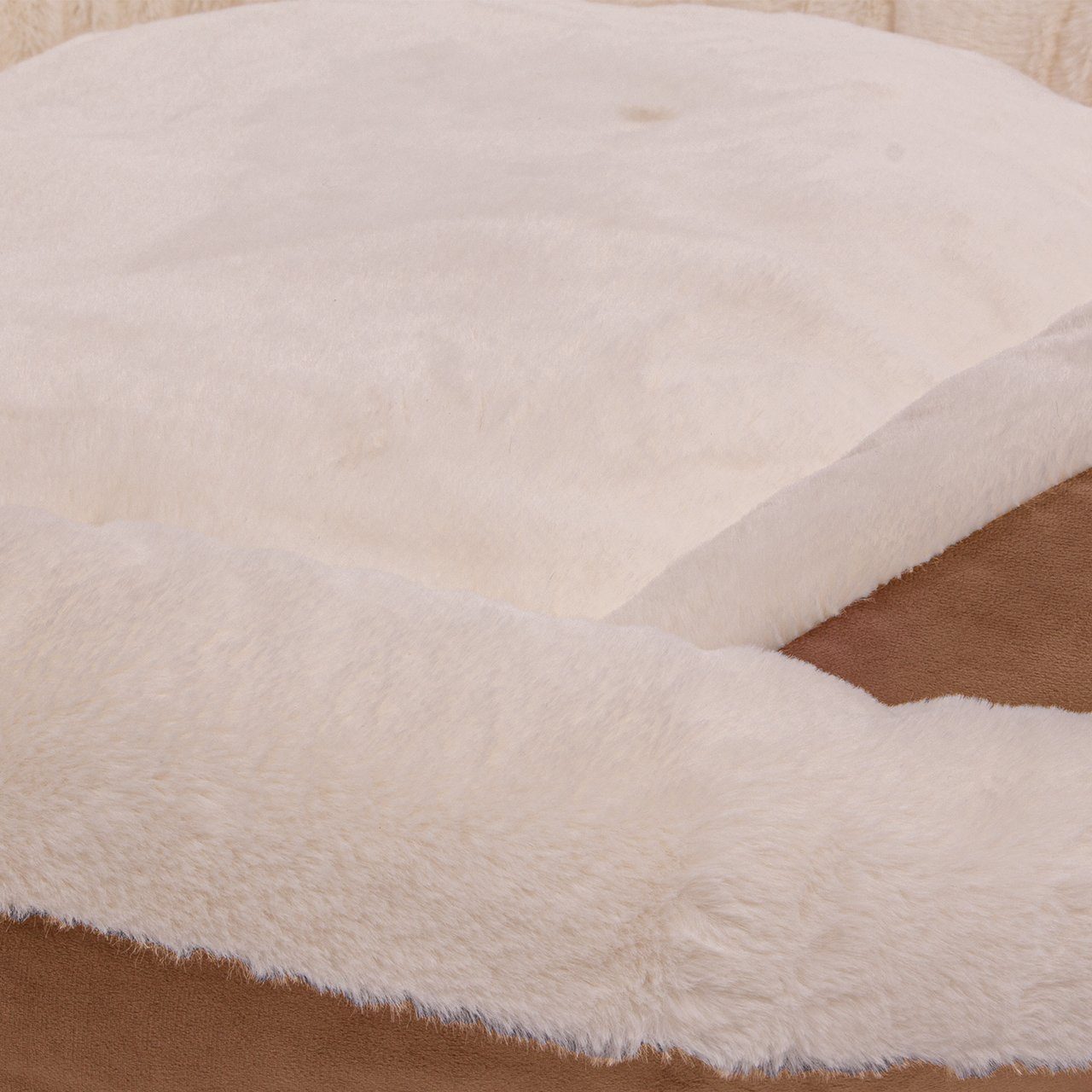 Wallace & Jones Hundekorb Hundebett Harmony, braun/beige, ca. 60 x 60x 18 cm, Hundekissen, Hundebett mit Rand, rutschfest