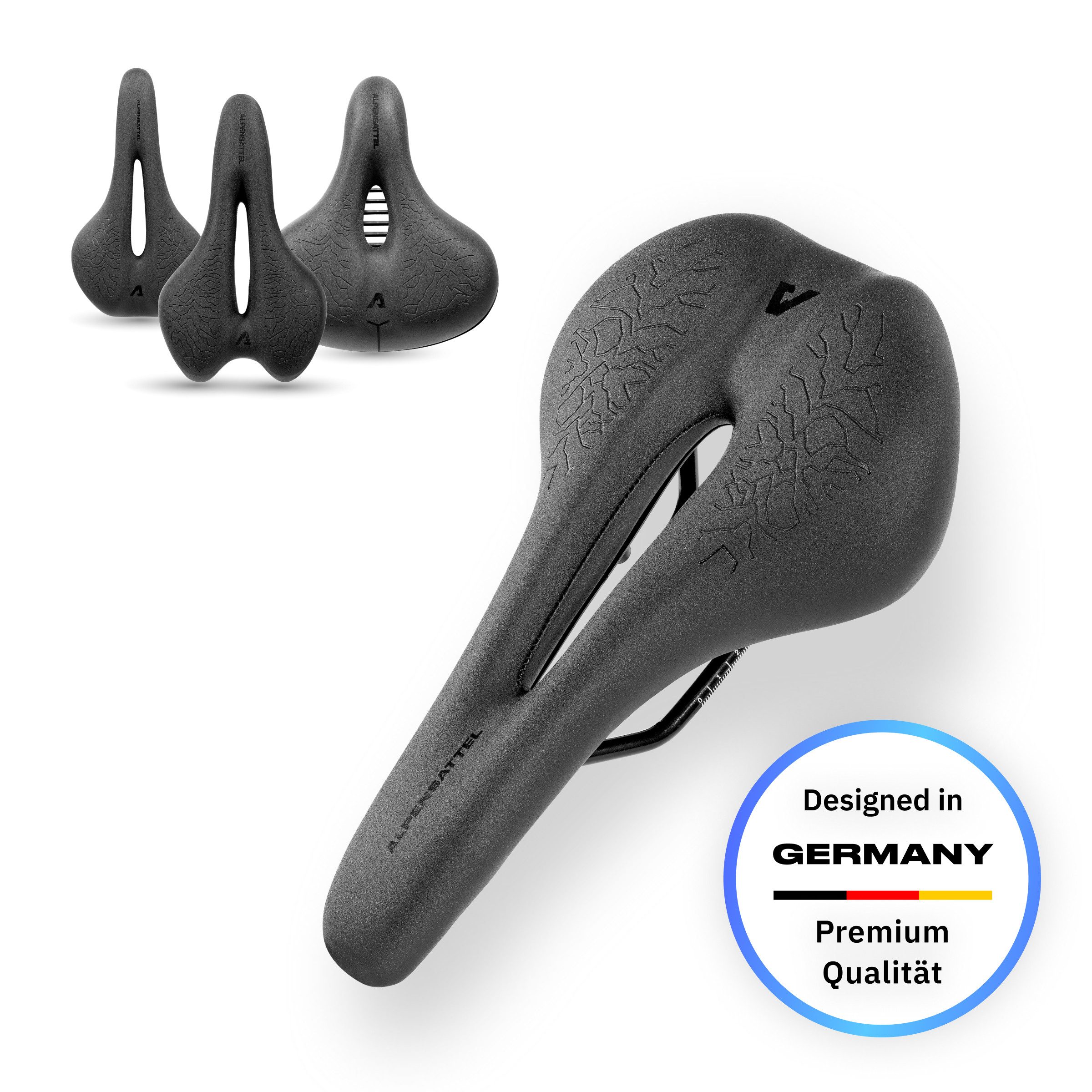 Alpensattel Fahrradsattel Alpensattel 3.0 in 3 Ausführungen wählbar (1-tlg., Race), Ergonomisch, mit Aussparung und Memory Foam für Damen und Herren