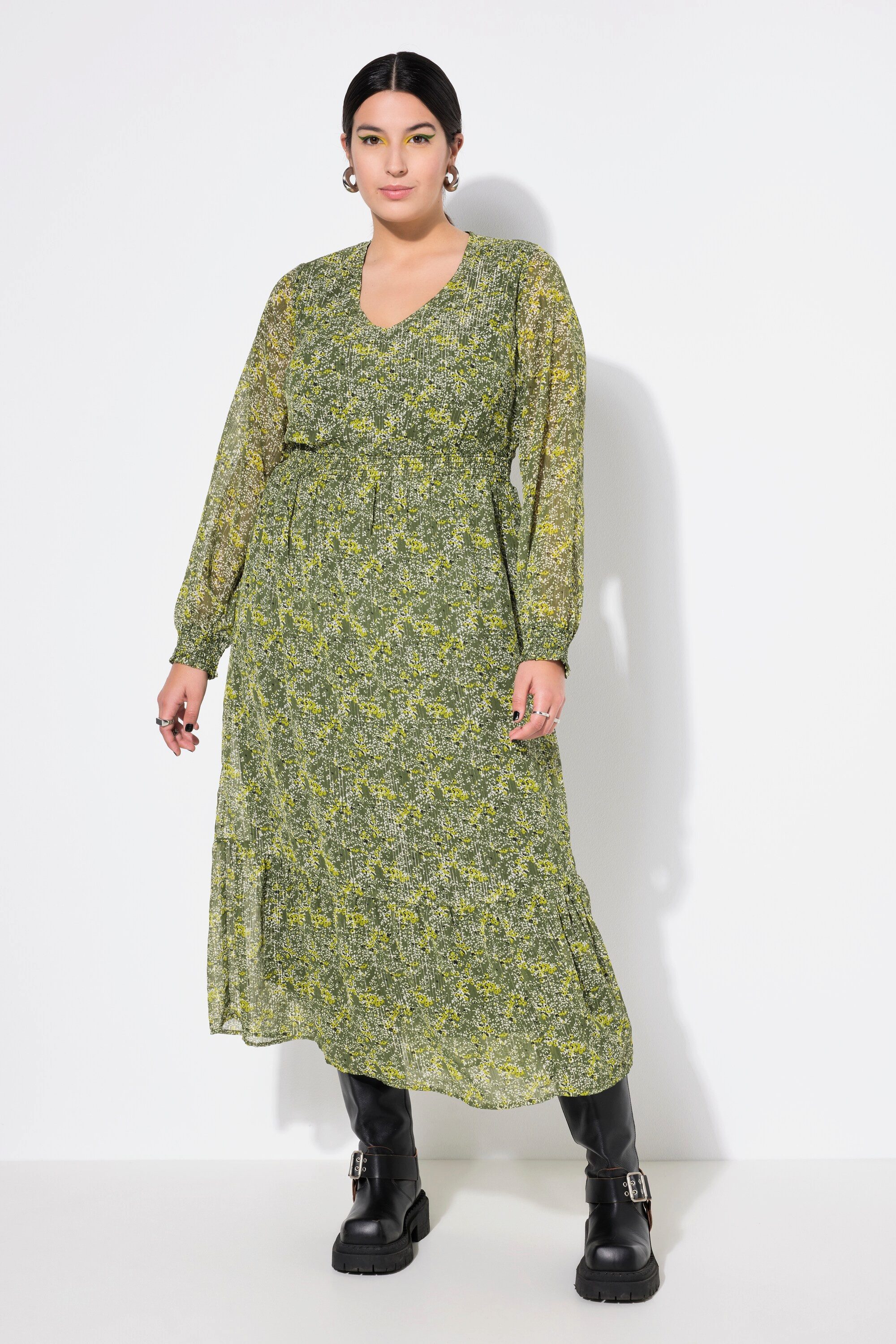 Maxikleid Maxikleid A-Line Flower Print Wrap-Effekt
