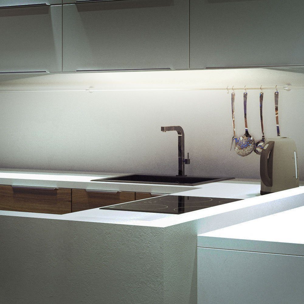 etc-shop Unterschrankleuchte, LED-Leuchtmittel fest verbaut, Neutralweiß, Unterbauleuchte Unterbaulampe IP65 opal weiß LED Länge 123cm