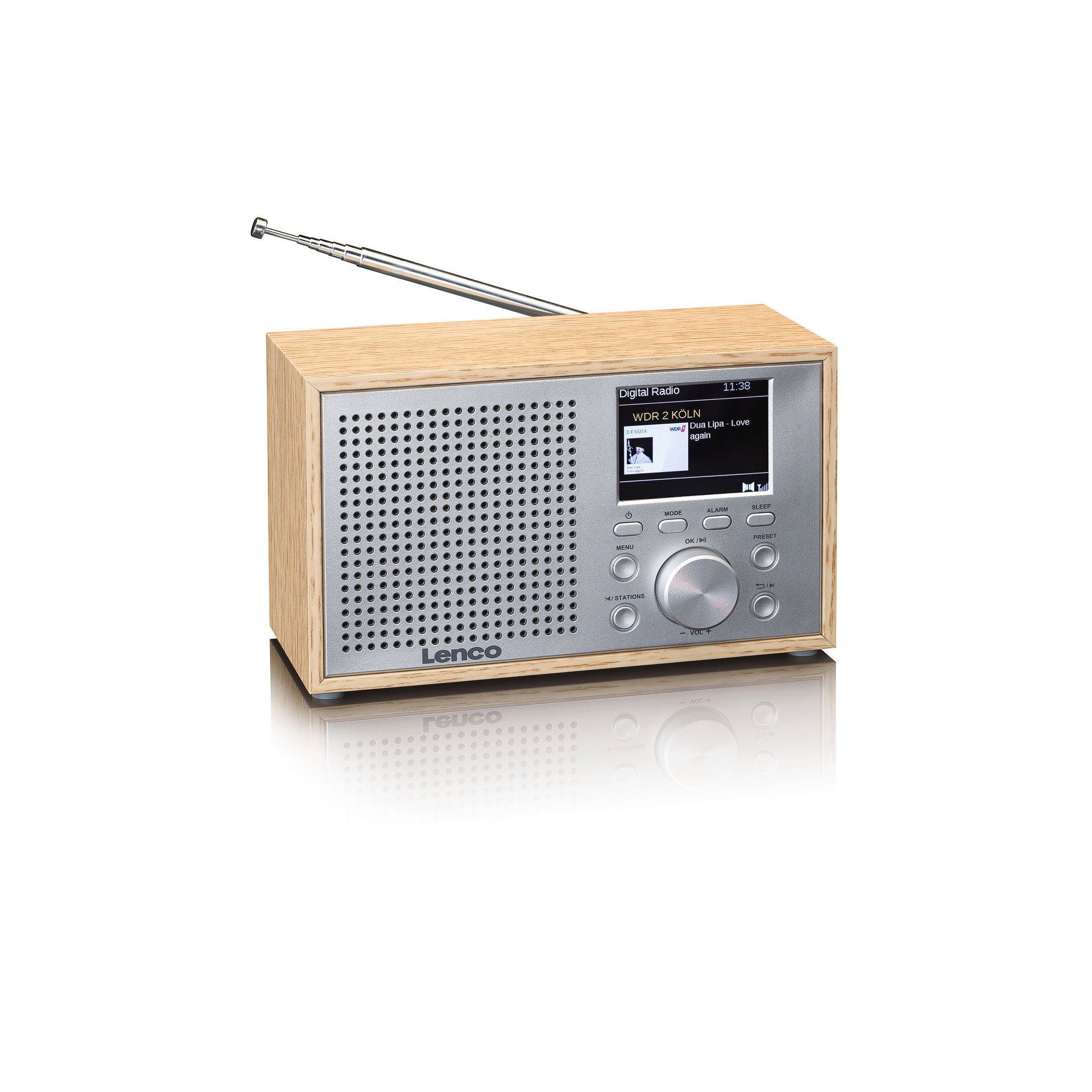 Lenco DAR-017 DAB+/FM Radio mit (DAB), Bluetooth Hellbraun;Silber Digitalradio (Digitalradio (DAB) 3 W)