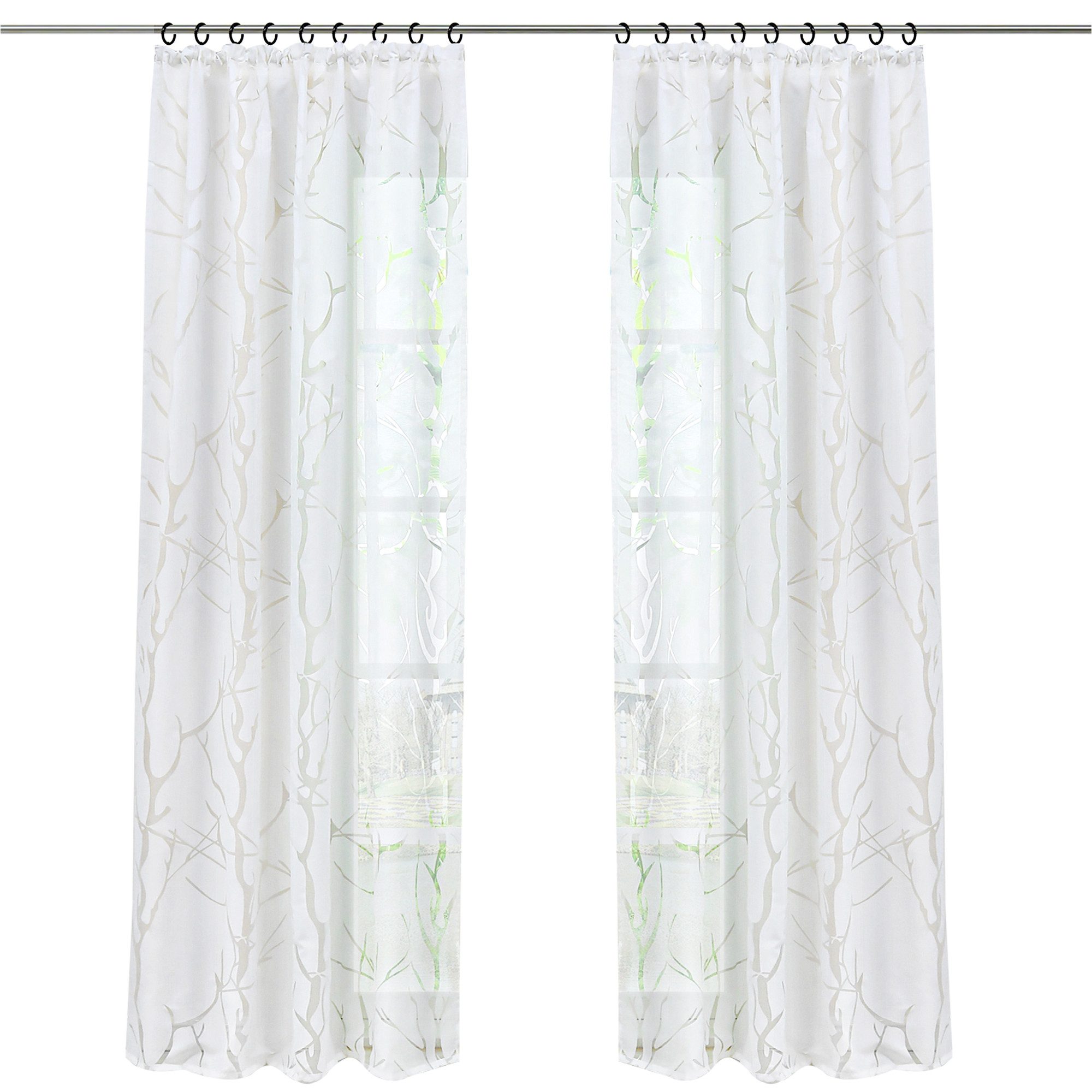 Joyswahl Gardine (1 St), Kräuselband, transparent, mit Äste Muster günstig online kaufen