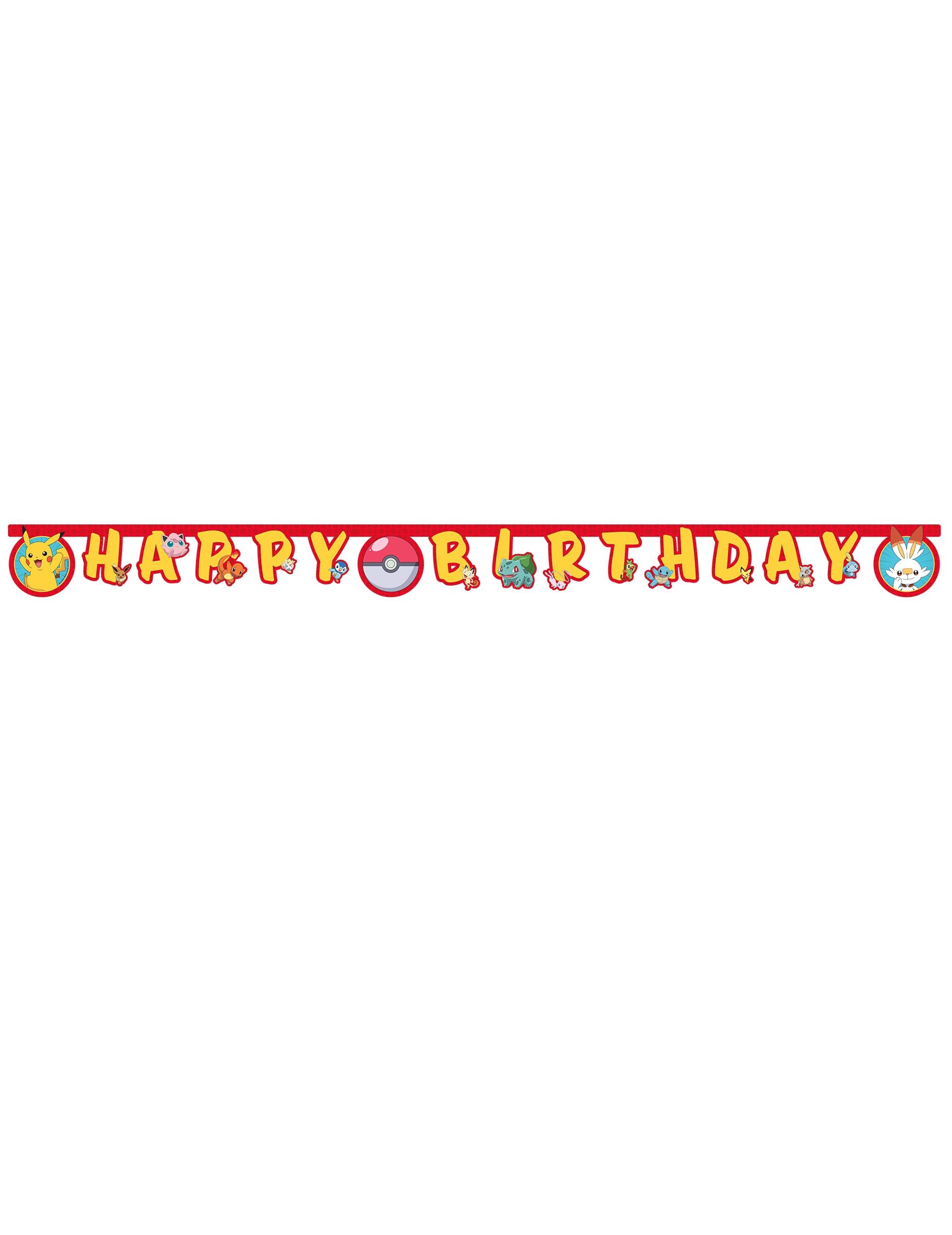 Procos Kostüm Girlande Happy Birthday Pokémon Next Gen gelb-rot