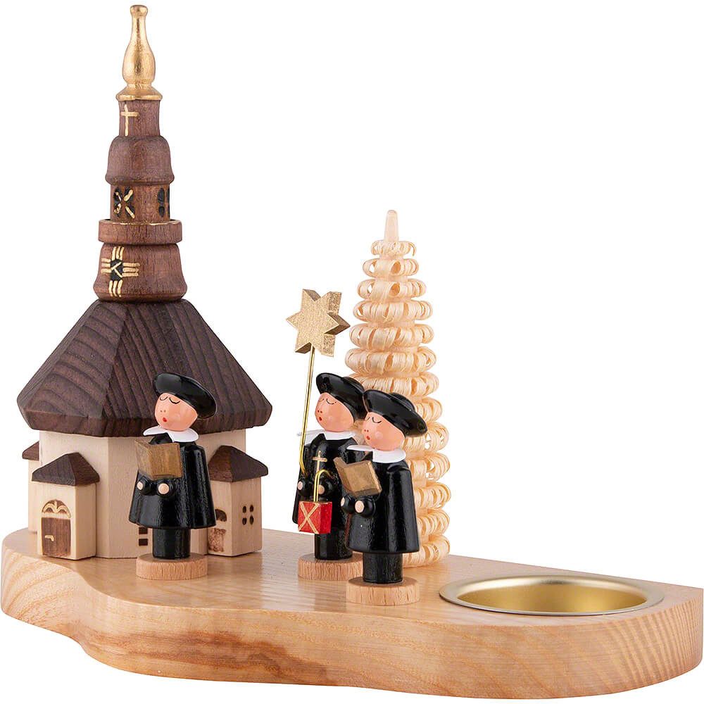 Dregeno Erzgebirge Schwibbogen Teelichthalter mit Seiffener Kirche und Kurrende (12cm) von Dregeno Se
